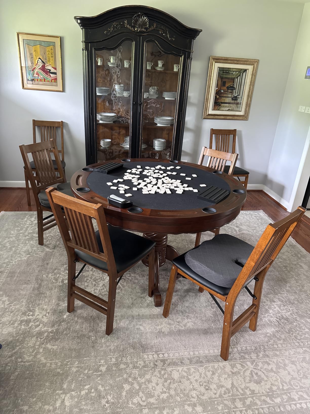 Coaster Home Furnishings Turk Round 3-in-1 Game Table - Traditional Style, Felt-Lined Poker Surface, Bumper Pool, Wooden Dining Surface - Tobacco - 100871 customer photo 1