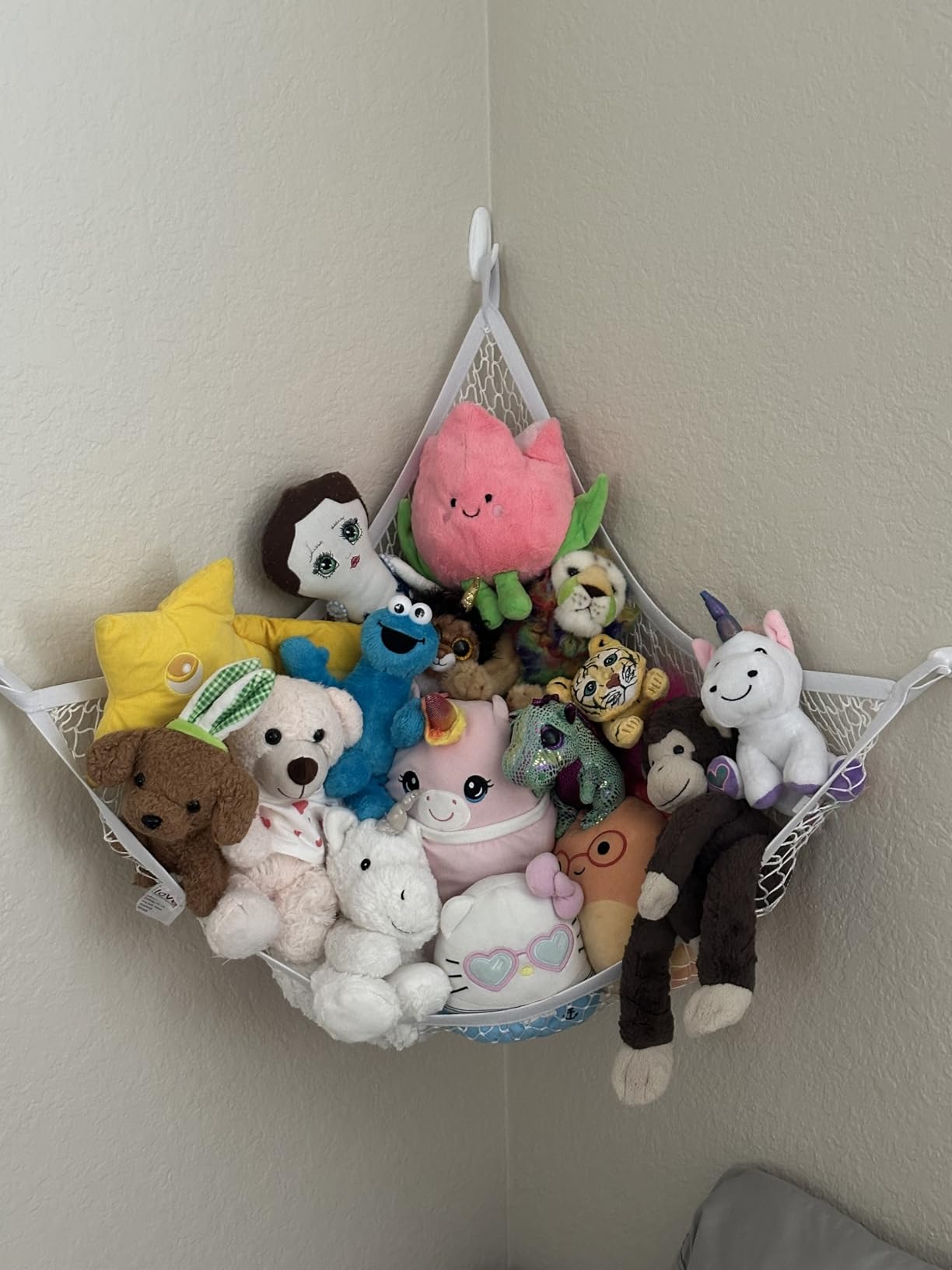 Stuffed Animal Hammock 2 Pack | Corner Stuffed Animal Storage & Plushie Net | Toy Hammock for Stuffed Animals | Holds 12lbs | Easy Hang, All Hardware Included | White Bedroom Decor | by Lilly's Love customer photo 2