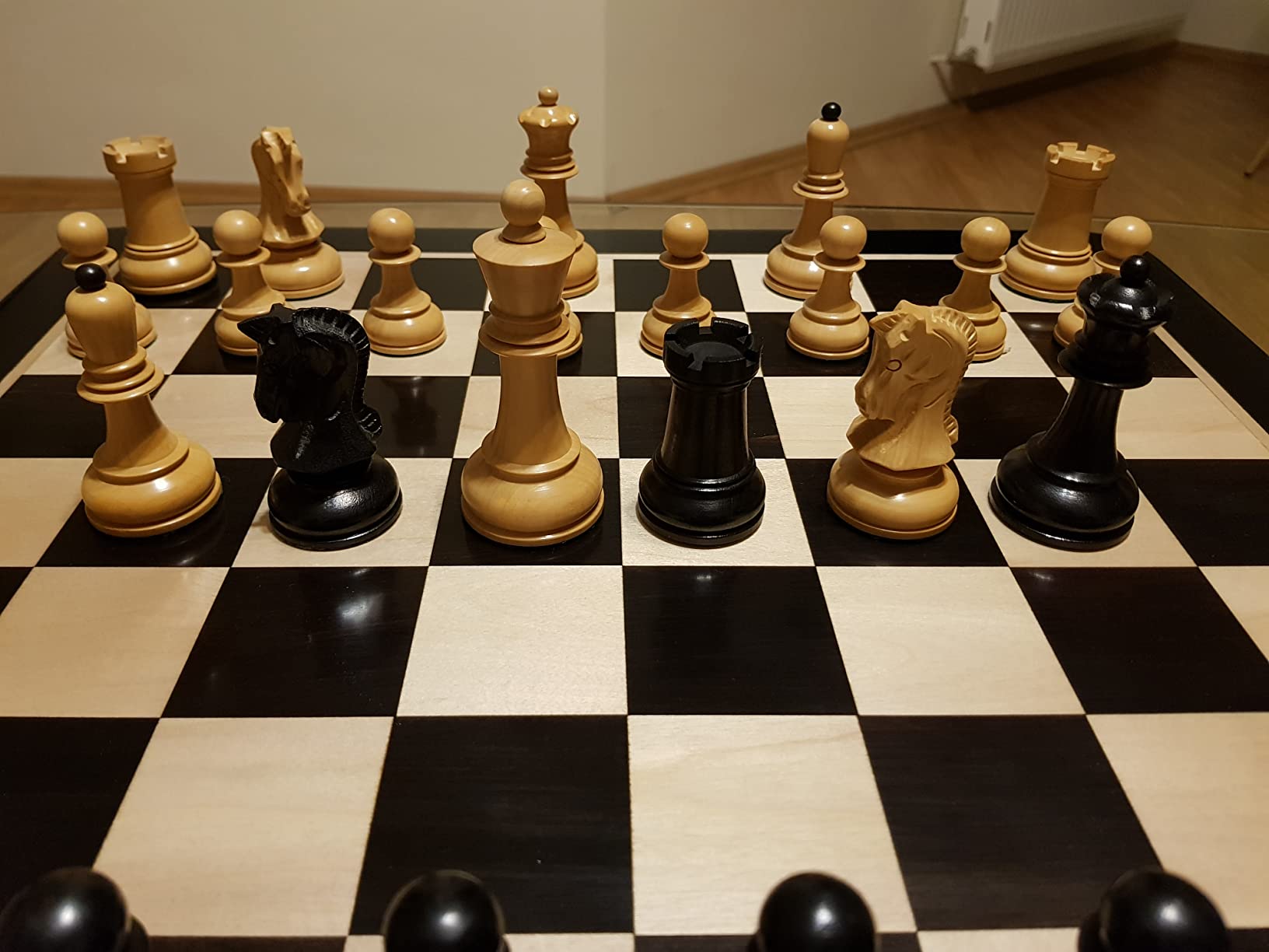StonKraft Ebony Wooden Chess Board for Professional Chess Players - Appropriate Wooden & Brass Chess Pieces Chessmen Available Separately by Brand (21