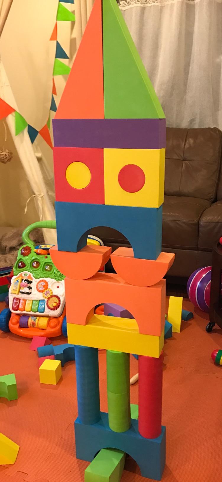 Number 1 in Gadgets Giant Foam Building Blocks, Building Toy for Kids, Ideal Blocks Construction Toys for Toddlers, 50 Pieces Different Shapes and Sizes, Waterproof, Bright Colors, Safe, Non Toxic customer photo 1