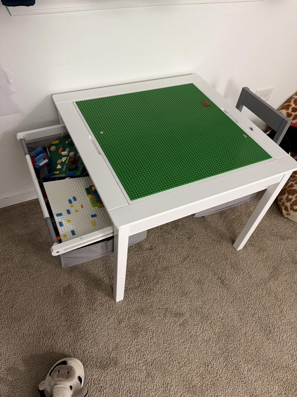 UTEX 2 in 1 Kids Construction Play Table with Storage Drawers and Built in Plate (White) customer photo 1