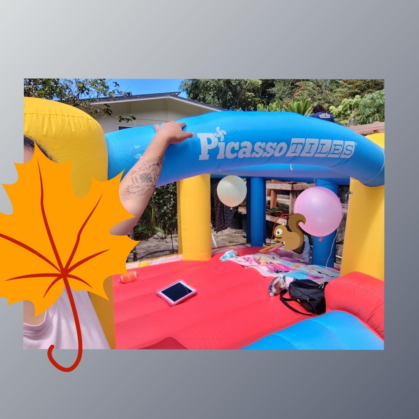 PicassoTiles KC102 12x10 Foot Inflatable Bouncer Jumping Bouncing House, Jump Slide, Dunk Playhouse w/Basketball Rim, 4 Sports Balls, Full-Size Entry, 580W ETL Certified Blower customer photo 1