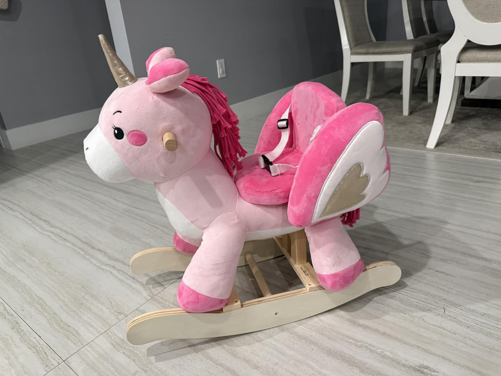 labebe - Baby Rocking Horse, Ride Unicorn, Kid Ride On Toy for 6 Month-3 Year Old, Infant (Boy Girl) Plush Animal Rocker, Toddler/Child Stuffed Ride Toy (Pink) customer photo 1