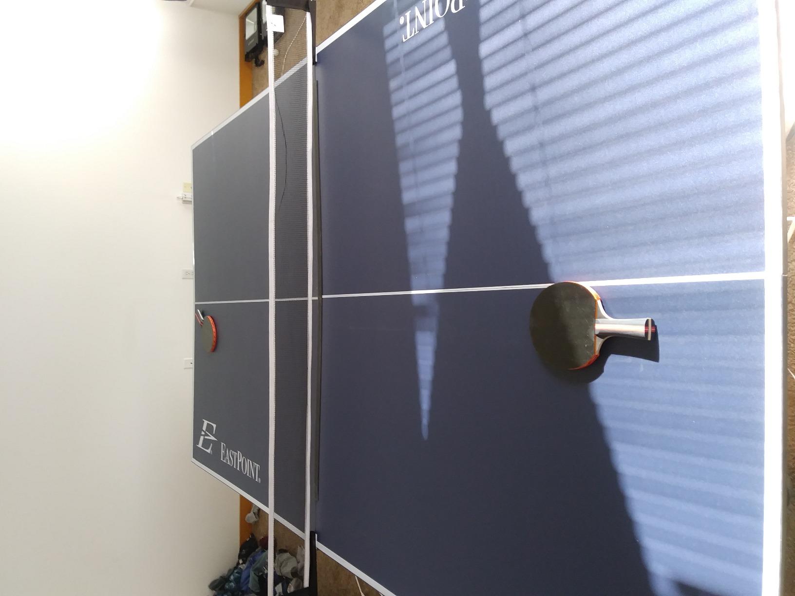EastPoint Foldable Table Tennis Conversion Top - 9 ft x 5 ft, Blue - Zero-Assembly Ping Pong Table Topper - Tournament-Grade Bounce - Complete Net & Posts for Ping Pong Play customer photo 1