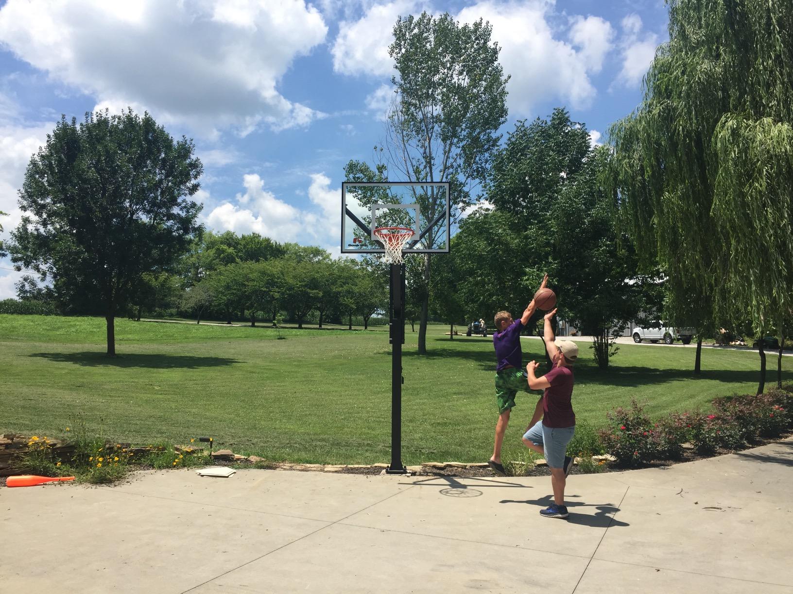 Goalrilla Basketball Hoops with Tempered Glass Basketball Goal Backboard, Black Anodized Frame, and In-ground Anchor System (CV72) customer photo 1