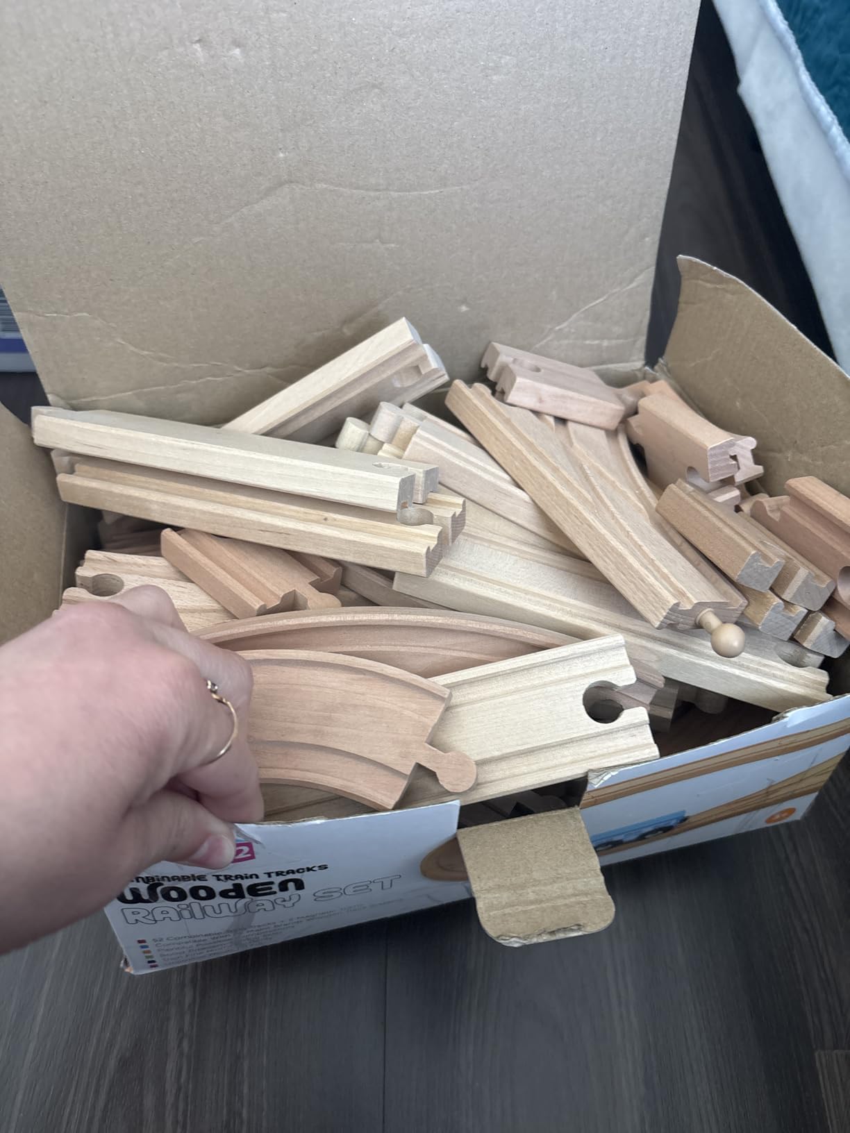 Wooden Train Tracks - 52 PCS Wooden Train Set + 2 Bonus Toy Trains - Train Sets For Kids - Car Train Toys Is Compatible With Thomas Wooden Railway Systems and All Major Brands - Original - By Play22 customer photo 2