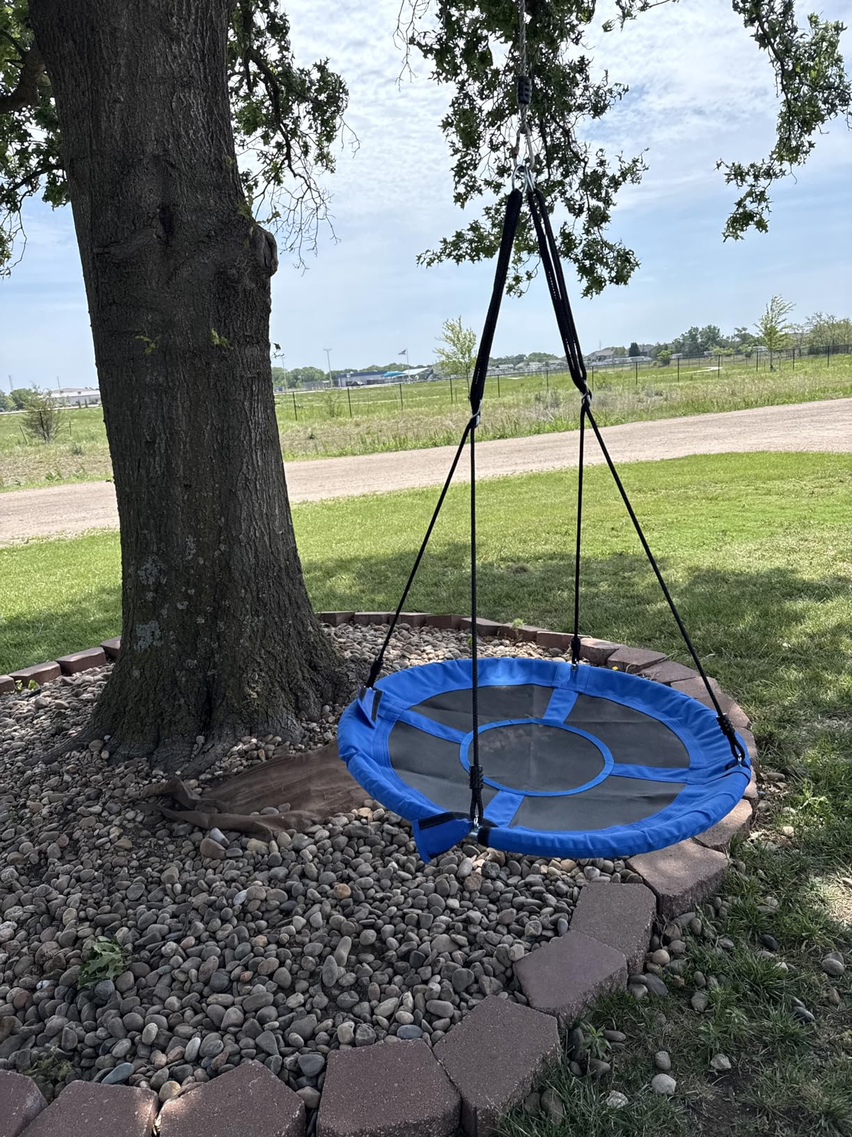 PACEARTH 40 Inch Saucer Tree Swing Flying 900lb Weight Capacity 2 Added Hanging Straps Adjustable Multi-Strand Ropes Colorful Safe and Durable Swing Seat for Children customer photo 1