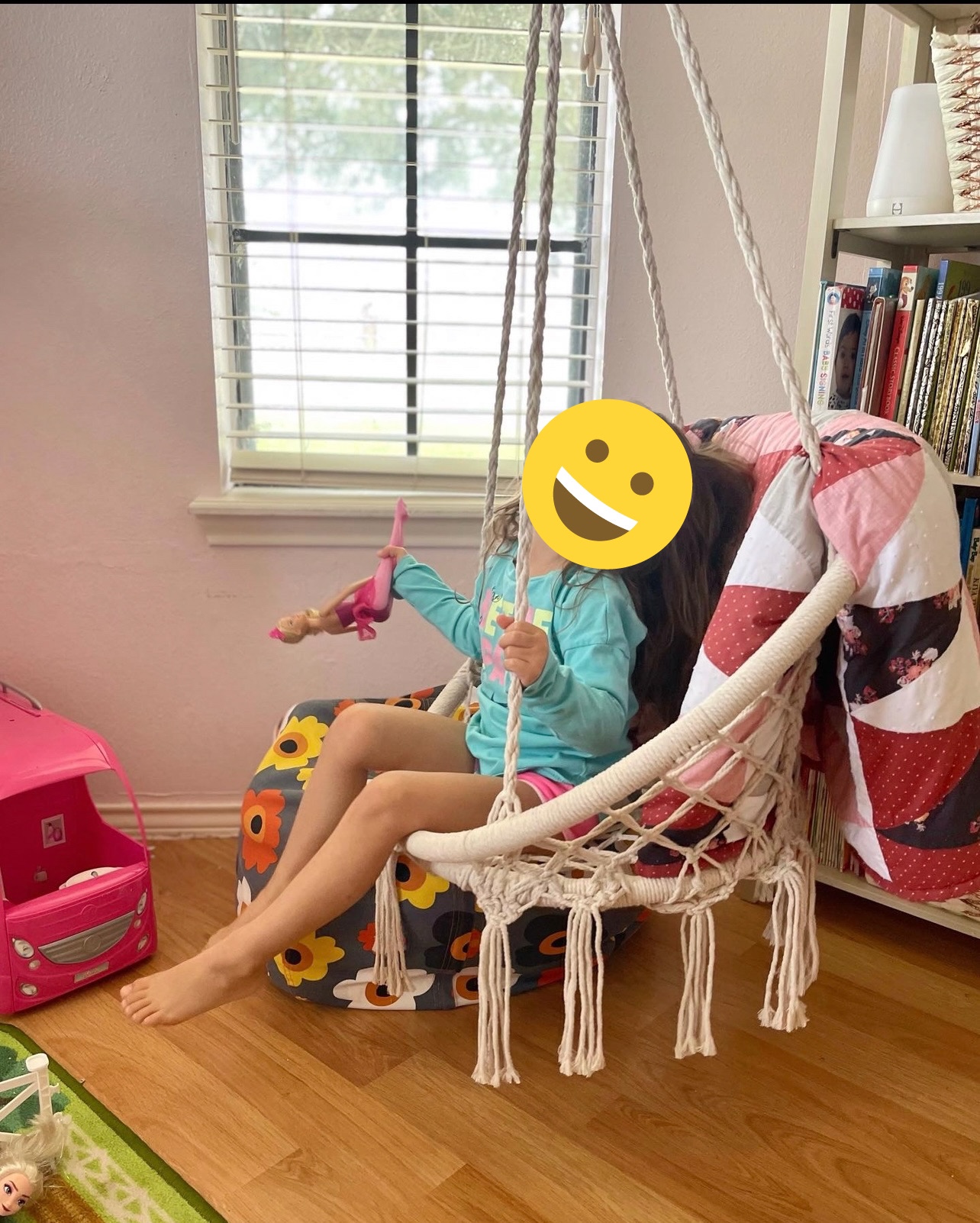 Hammock Swing Chair for 2-5 Years Old Kids, Handmade Knitted Macrame Hanging Swing Chair for Indoor, Bedroom, Yard, Garden - 230 Pound Capacity Off-White- with Suspension Kit customer photo 2