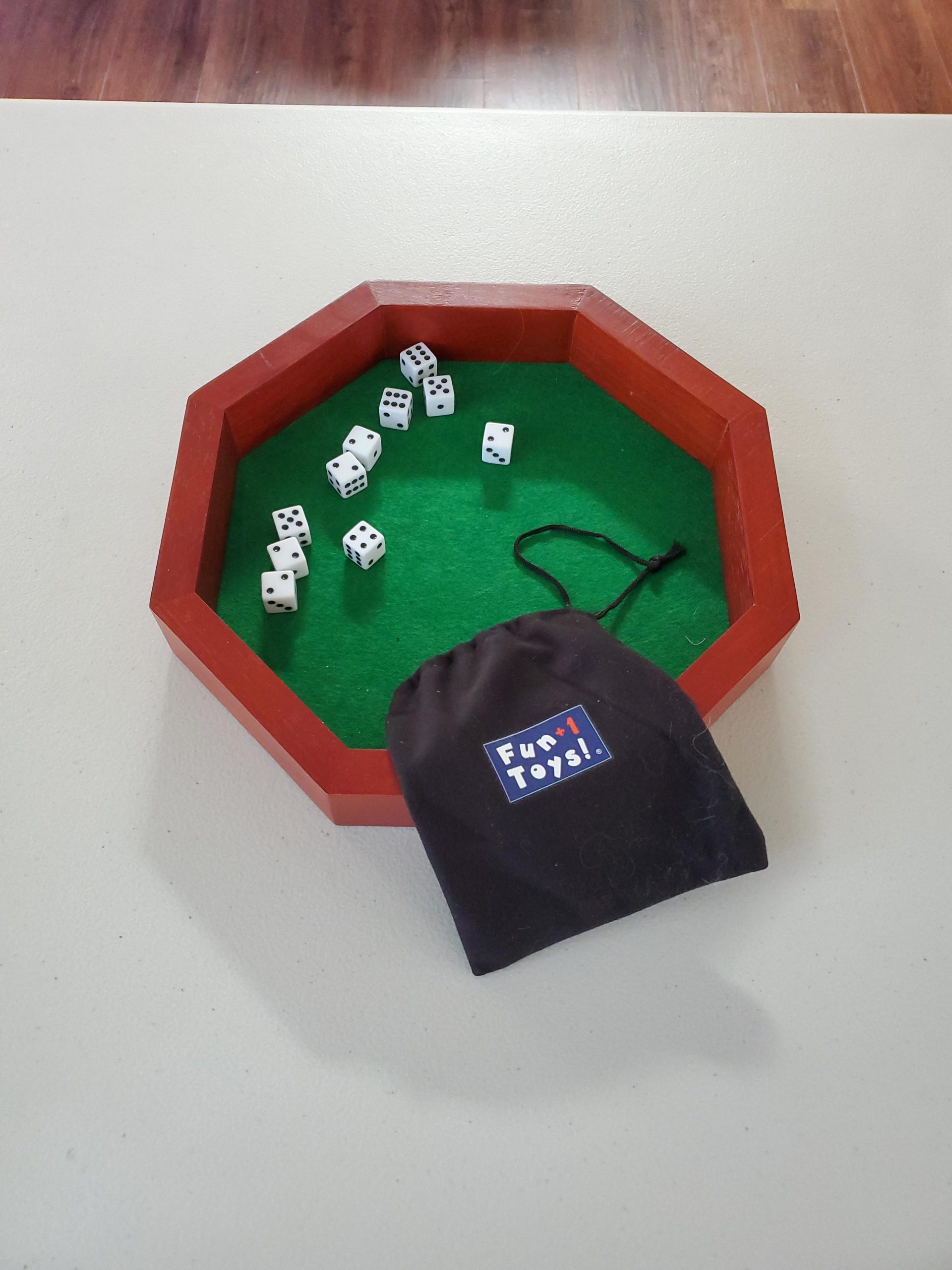 Fun+1 Toys! 11.75-Inch Octagonal Wooden Dice Tray - Dice Included customer photo 1
