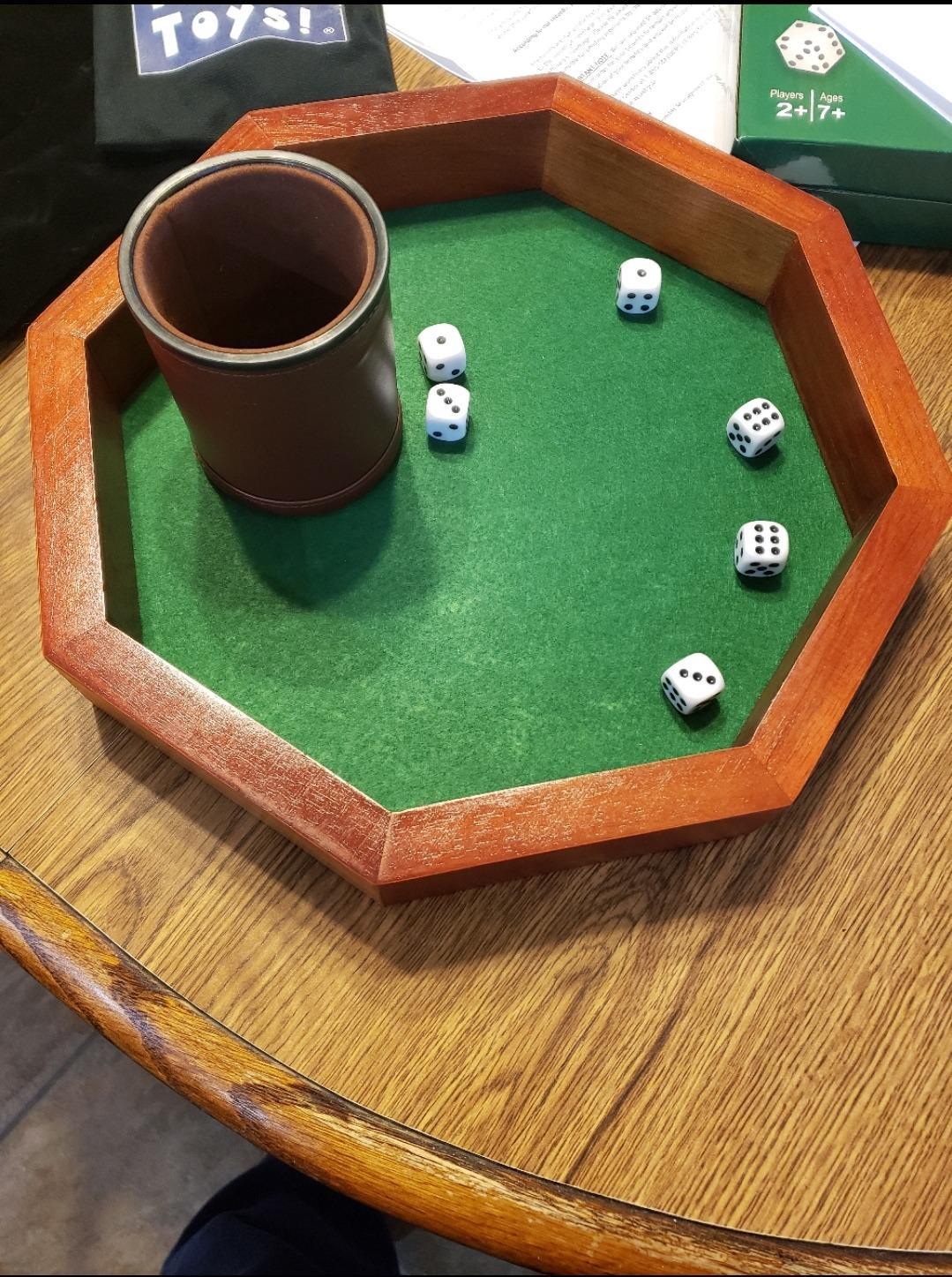 Fun+1 Toys! 11.75-Inch Octagonal Wooden Dice Tray - Dice Included customer photo 2