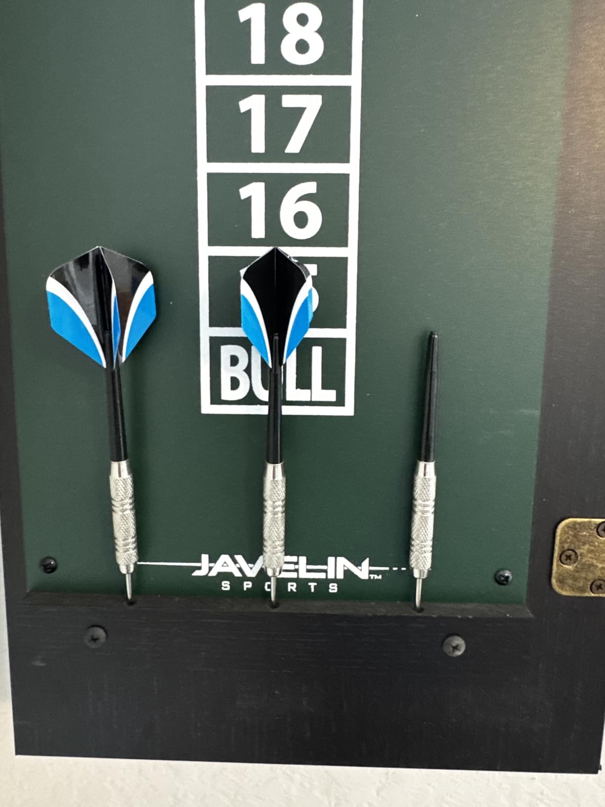 EastPoint Sports Official Size Dart Board Cabinet Set - Easy-Assembly & Complete with 6 Deluxe Steel Tip Darts and Accessories - Premium Darts Set with Scoreboard customer photo 1