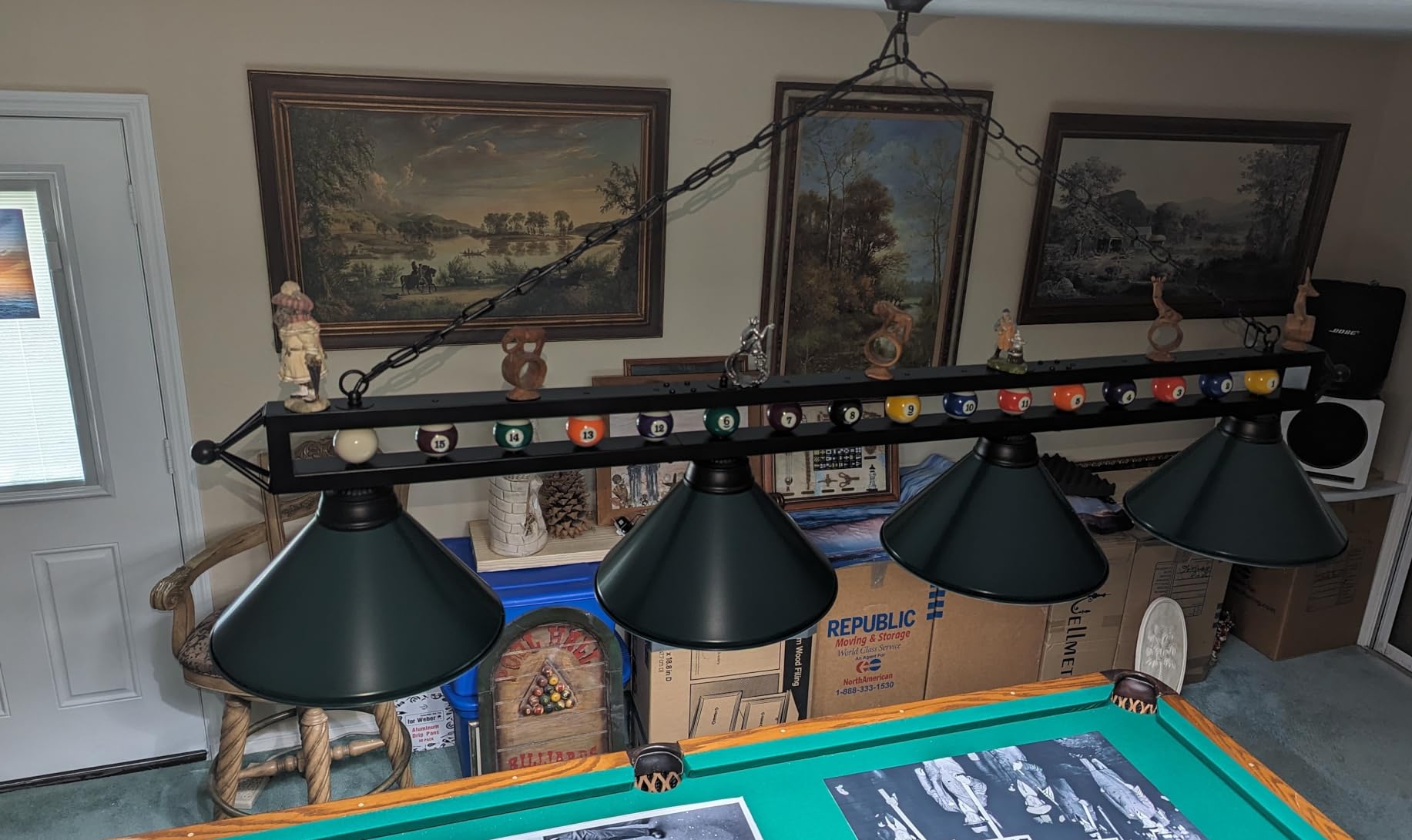 Wellmet 4 Lights Pool Table Light, 70inch Billiard Lighting Fixture with Lamp Shades for Pool Billiard Table, Industrial Hanging Pendant Light Chandelier for Game Room, Kitchen, Dining Room customer photo 2