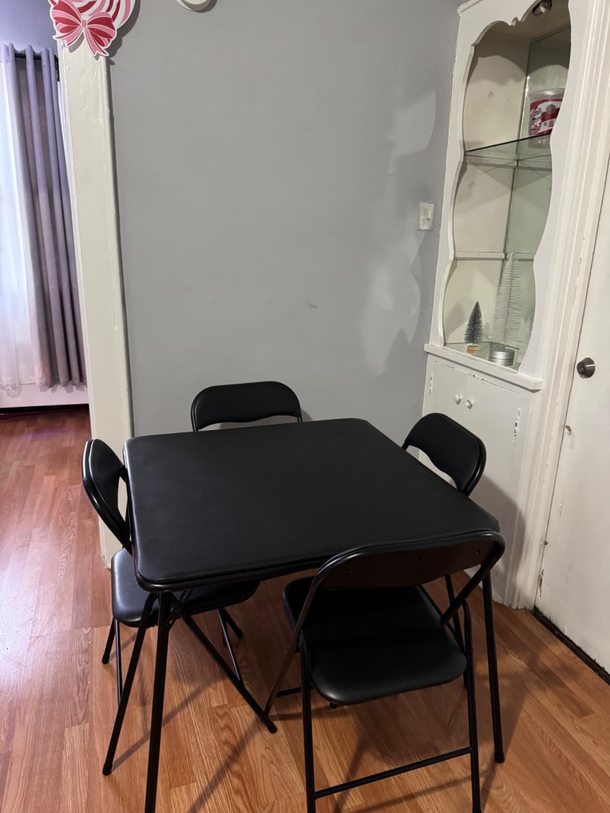 EMMA + OLIVER 5-Piece Multipurpose Folding Card Table and Chairs Set for 4 Players, Padded Top Portable Square Folding Table and Chairs Set, Black customer photo 1