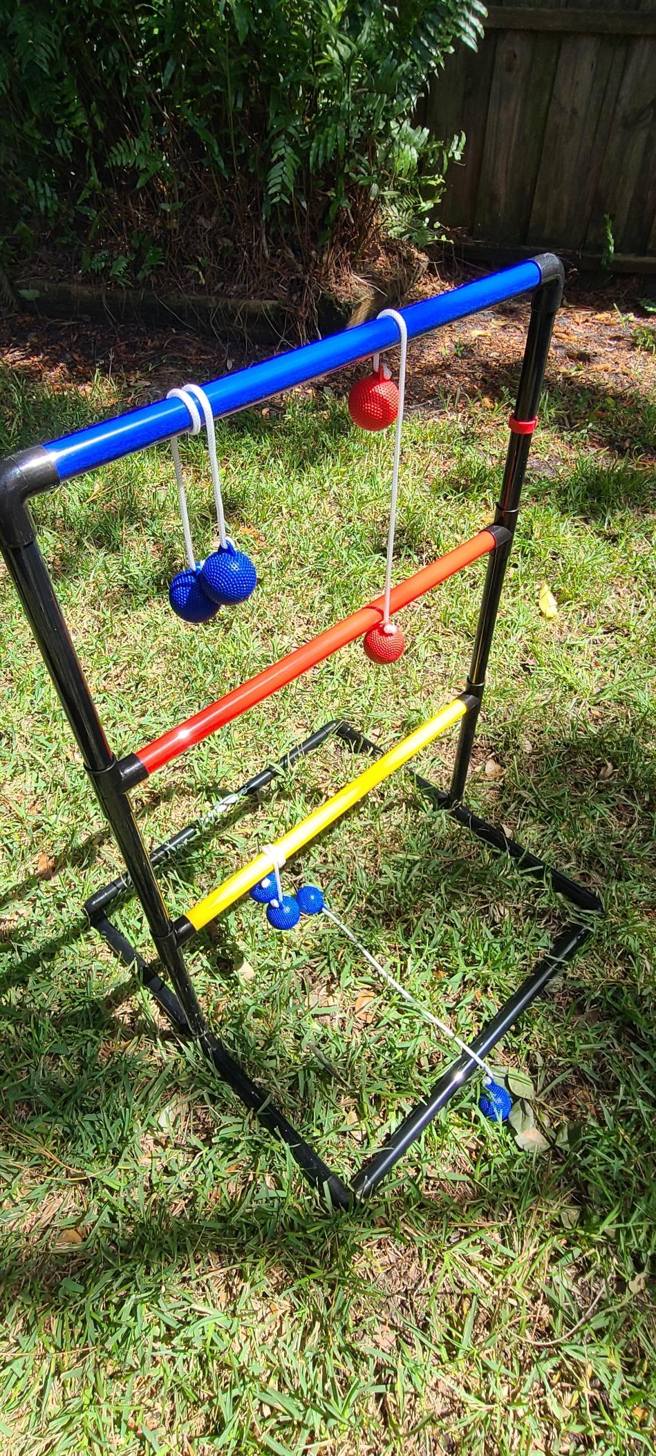 Ladder Toss Outdoor Game Set - Win SPORTS Indoor Ladder Ball Toss Game with 6 Weighted Bolo, Carrying Case and Sand Weighted PVC Piping, Games for Adults, Kids, Family customer photo 1