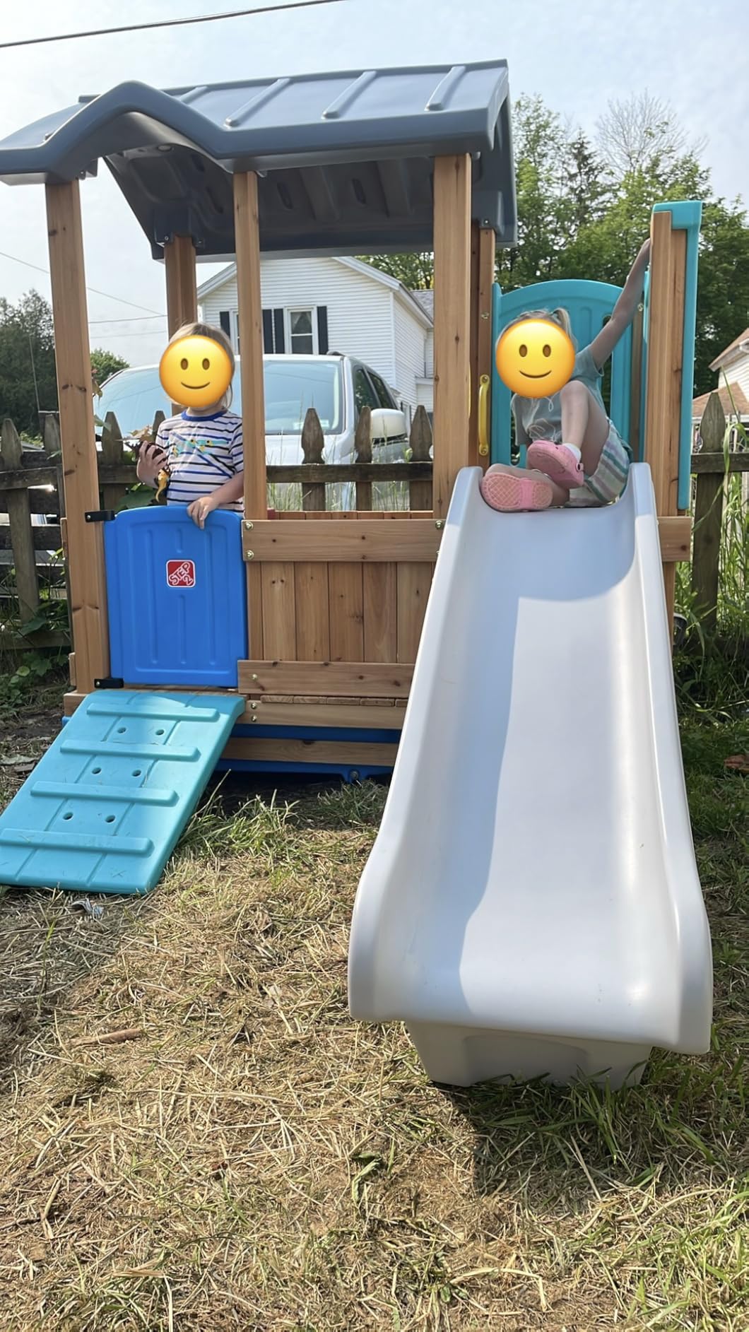 Step2 Woodland Adventure Playhouse & Slide, Kids Outdoor Playset, Backyard Playground Set, Swings, Storage Drawer, Made of Wood & Durable Plastic, Outside Jungle Gym, for Children 3-8 Years Old customer photo 2