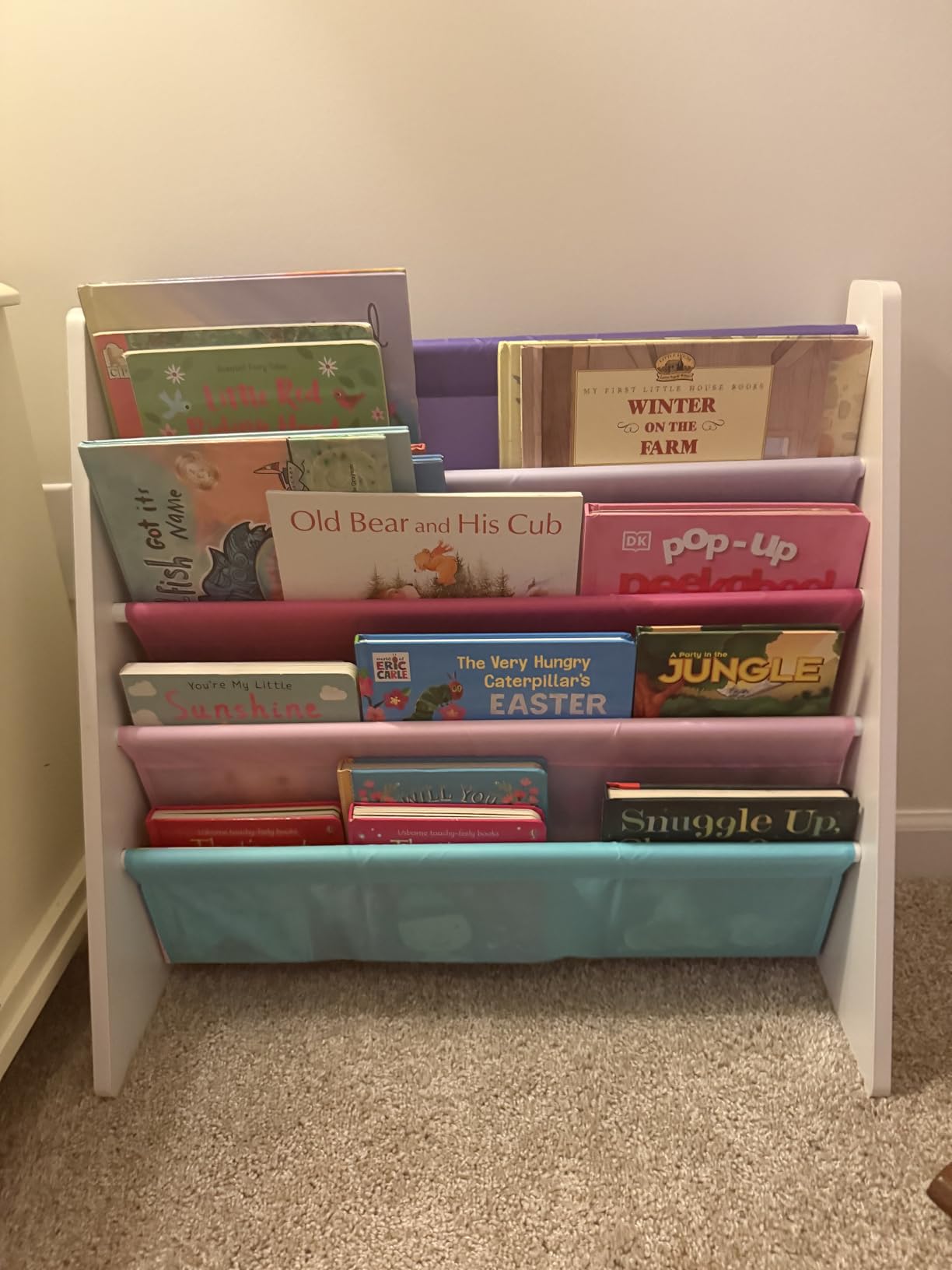 Humble Crew Kids Bookshelf, 4-Tier Front-Facing Book Display Organizer, Montessori Toddler Bookcase for Playroom, Bedroom & Reading Corner, Natural Wood/White customer photo 1