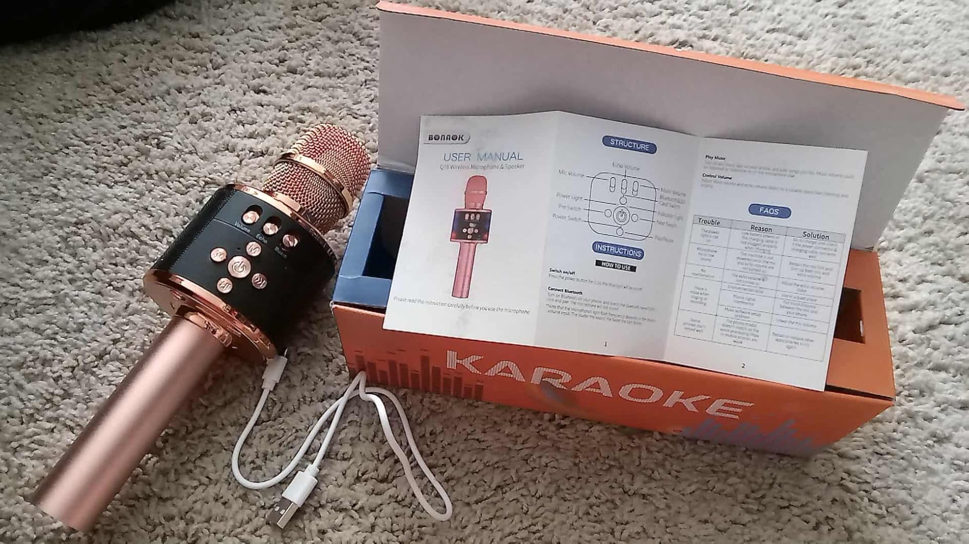BONAOK Karaoke Microphone for Kids & Adults - Bluetooth Microphones Singing Mic with Disco Lights, Echo Effect, Built-in Speaker Portable Karaoke Player for Party Travel Gifts Q78(Space Gary) customer photo 2