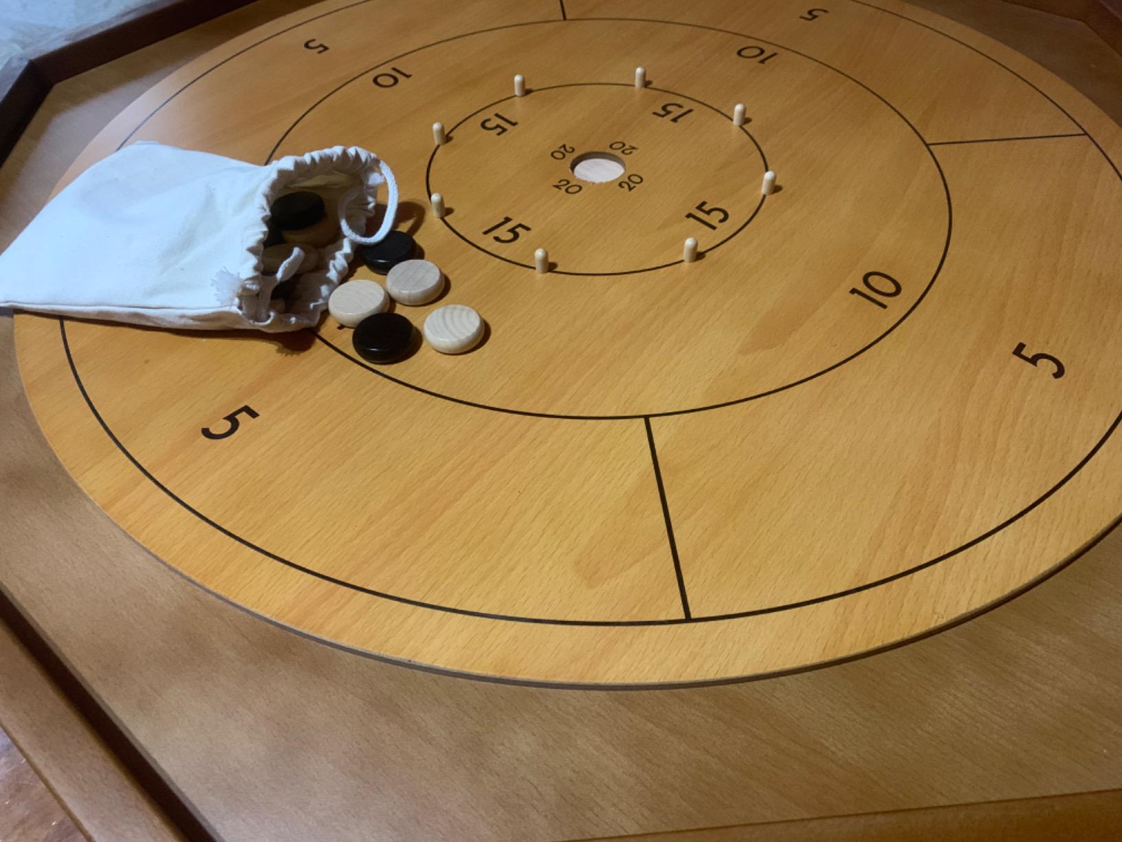 Tournament Crokinole & Checkers | Classic Dexterity Board Game for Two Players | 24 Black & White Discs & Game Board | 30 Inch customer photo 1