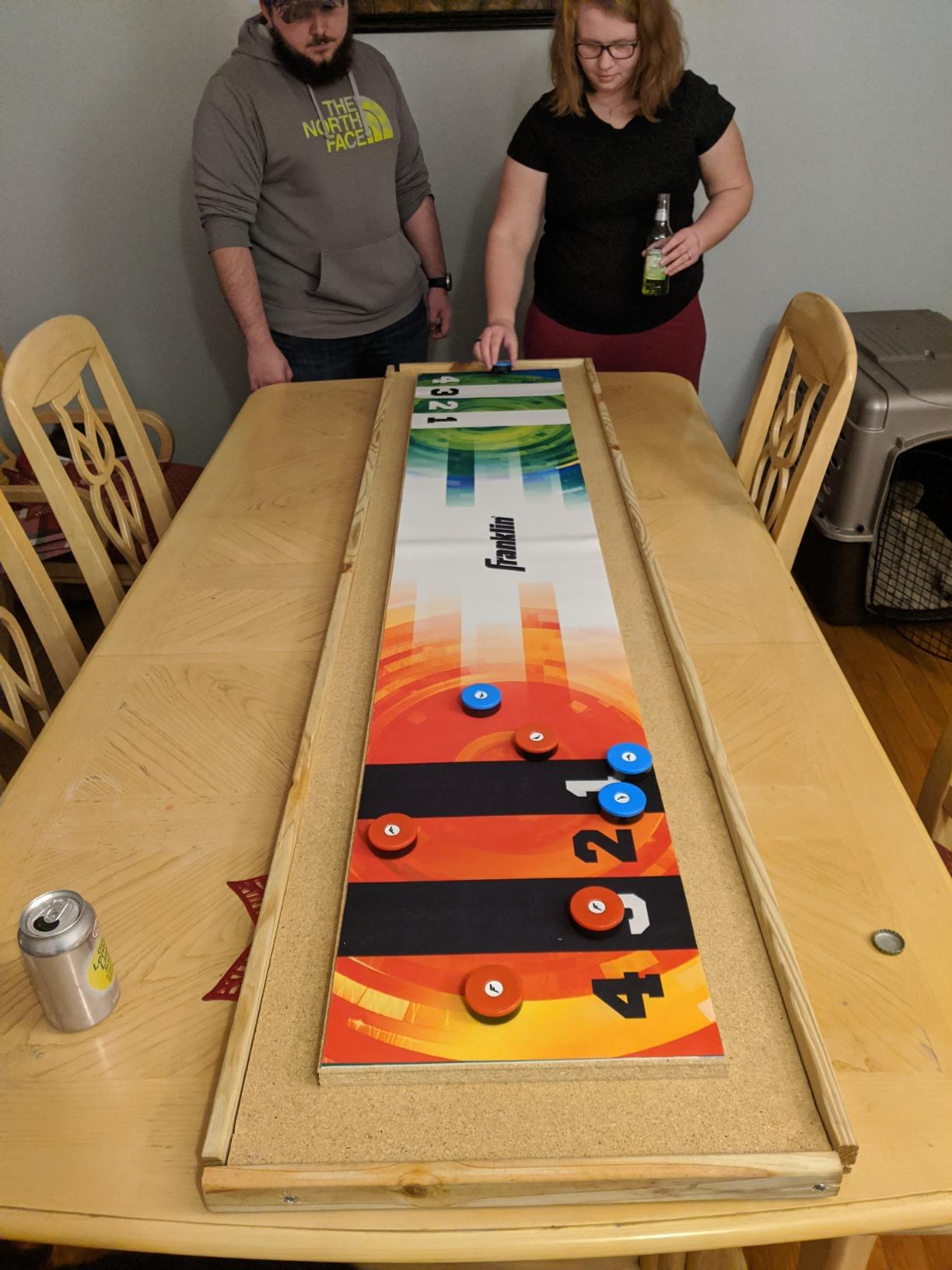 Franklin Sports Shuffleboard Table Game Mats - Tabletop Shuffleboard Mats and Pushers - Indoor Shuffleboard Games customer photo 1