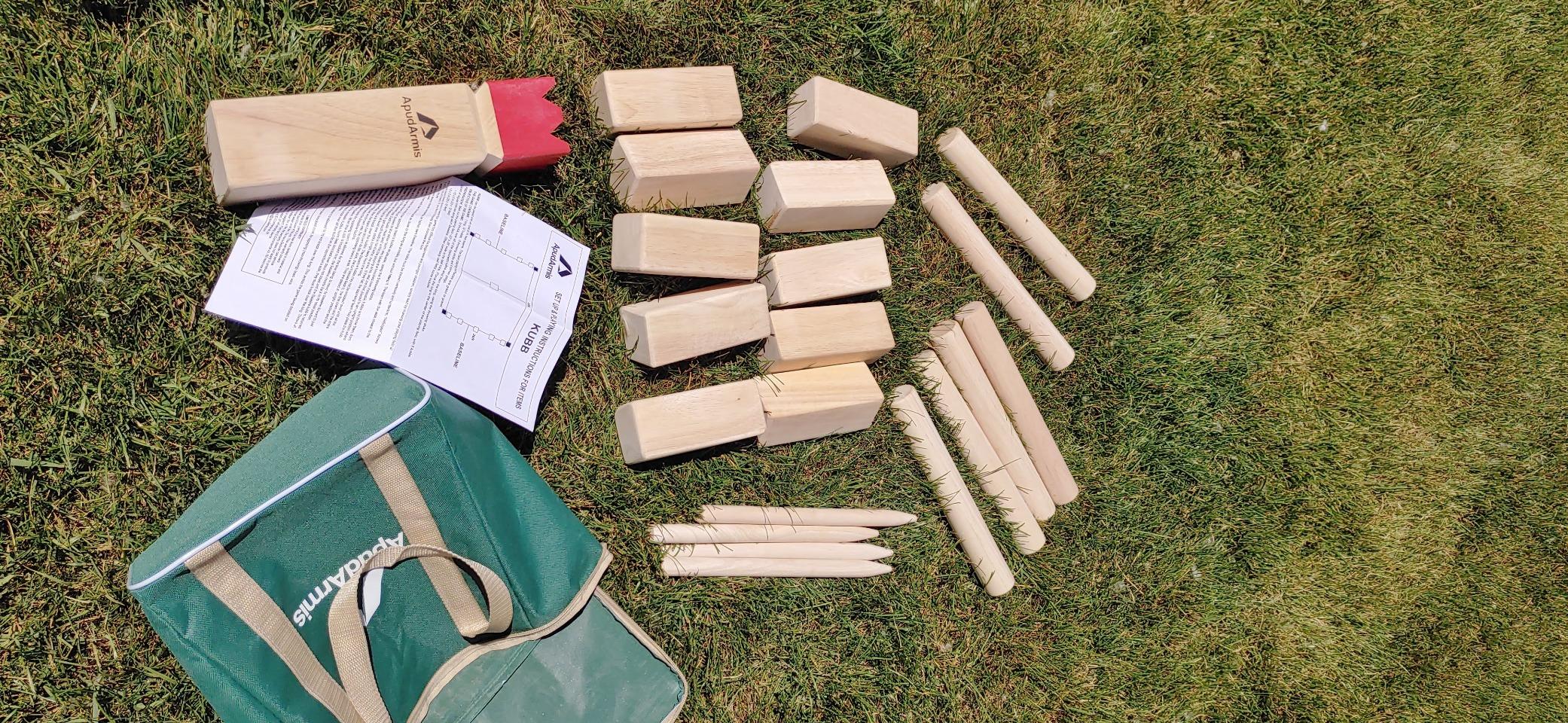 ApudArmis Kubb Yard Game Set, Viking Chess Outdoor Toss Yard Game with Carrying Case customer photo 1