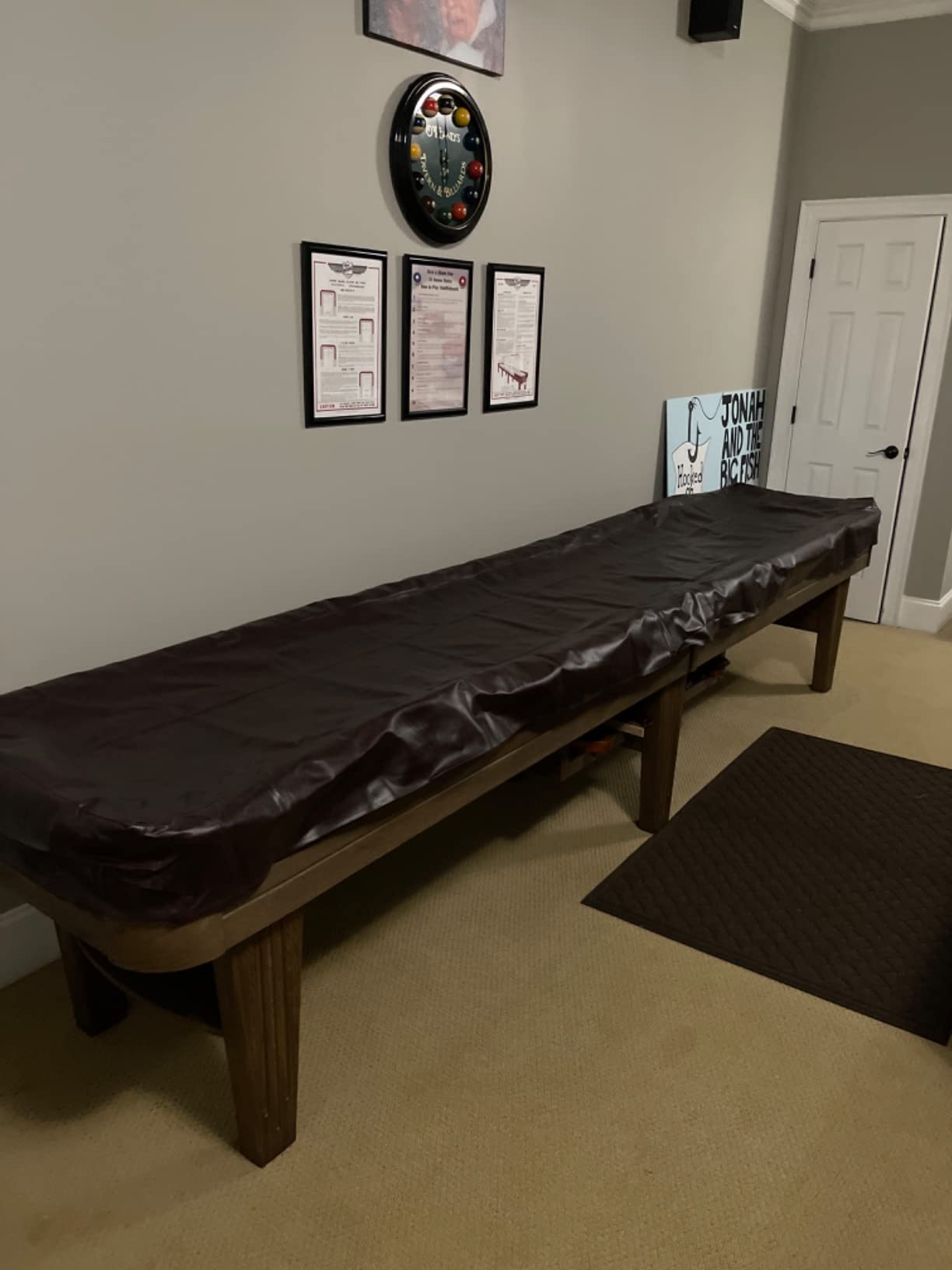 GSE Games & Sports Expert 14' Black Heavy-Duty Leatherette Shuffleboard Table Cover for Shuffleboard Table Accessories customer photo 1