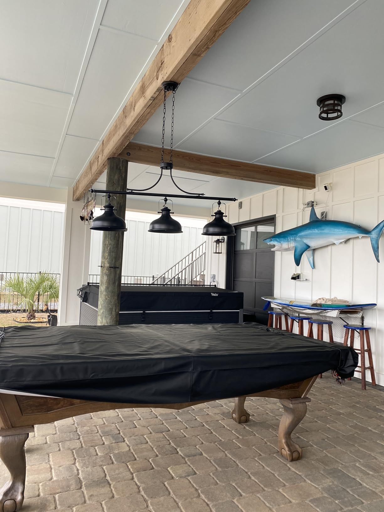 GZBtech Vintage 3-Light Pendant Lighting Fixture, 59.06'' H Adjustable Rustic Hanging Billiard Light Over The Pool Table, Industrial Black Metal Chandelier for Dinning Room Kitchen Island, UL Listed customer photo 2