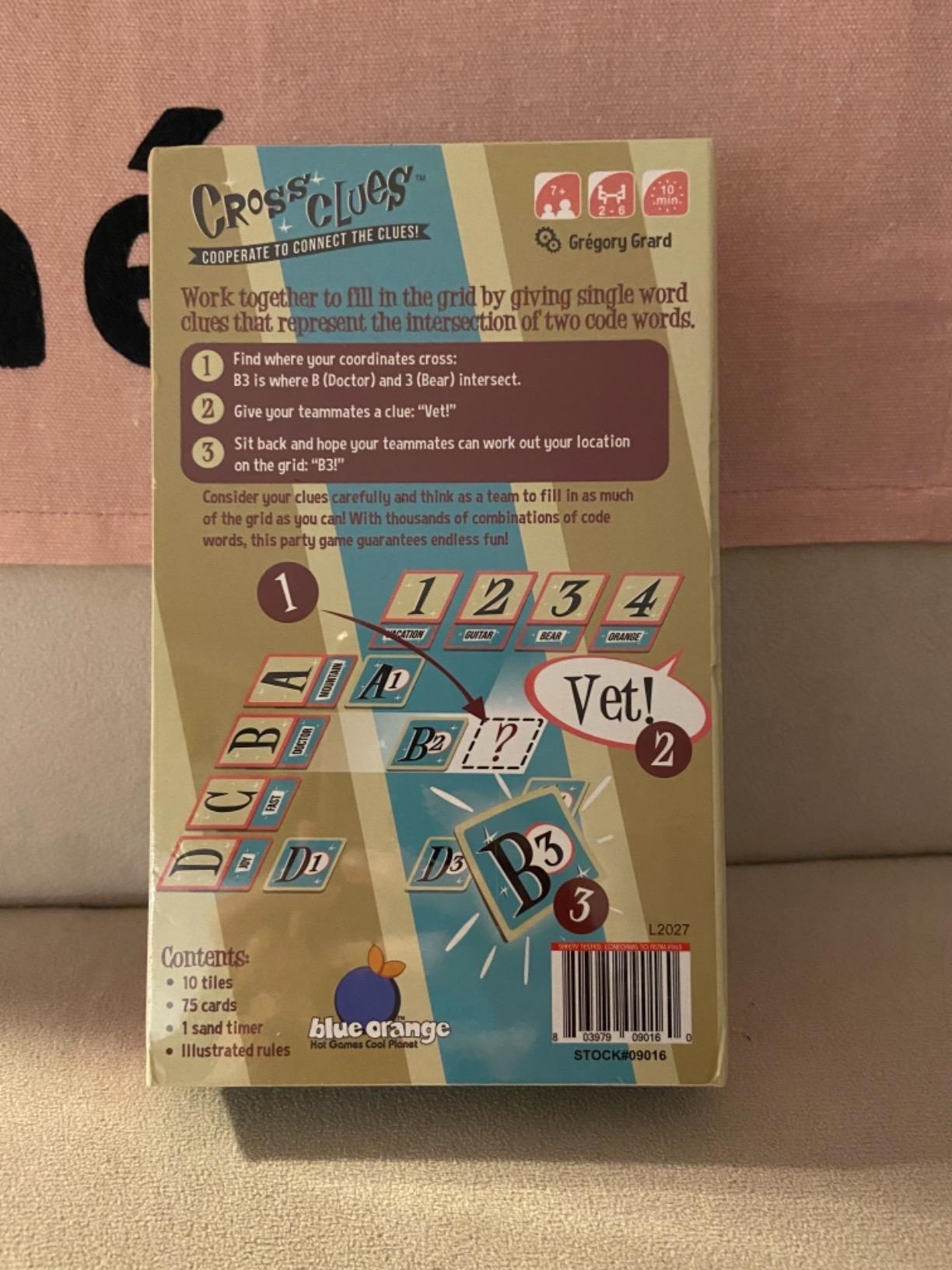 Blue Orange Games Cross Clues- New Cooperative Family Party Game for 2 to 6 Players. Recommended for Ages 7 and up customer photo 2