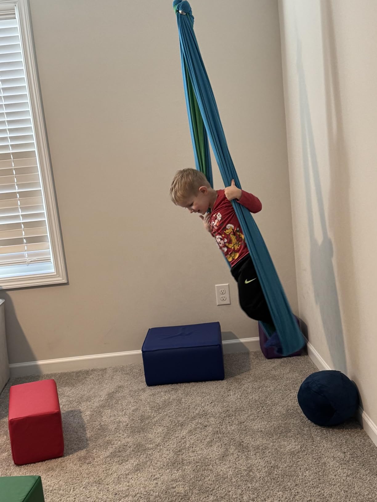 Sensory Swing for Kids Indoor Outdoor - Calming Cocoon Therapy Swing, Holds 300lbs - Hug-Like Sensory Hammock with 360 Swivel Hardware for Autism, ADHD, SPD Support customer photo 2