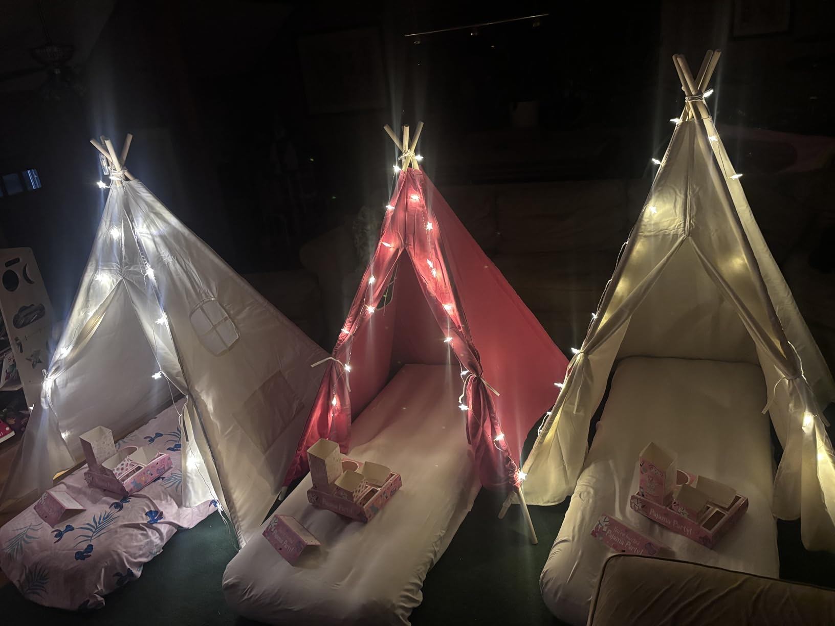 2 Pack Teepee Tent for Kids with Inflatable Airbed, Indoor Toddler Sleepover Tents Children Room Tents for Slumber Party, Outdoor Kids Play Tent Play House customer photo 1