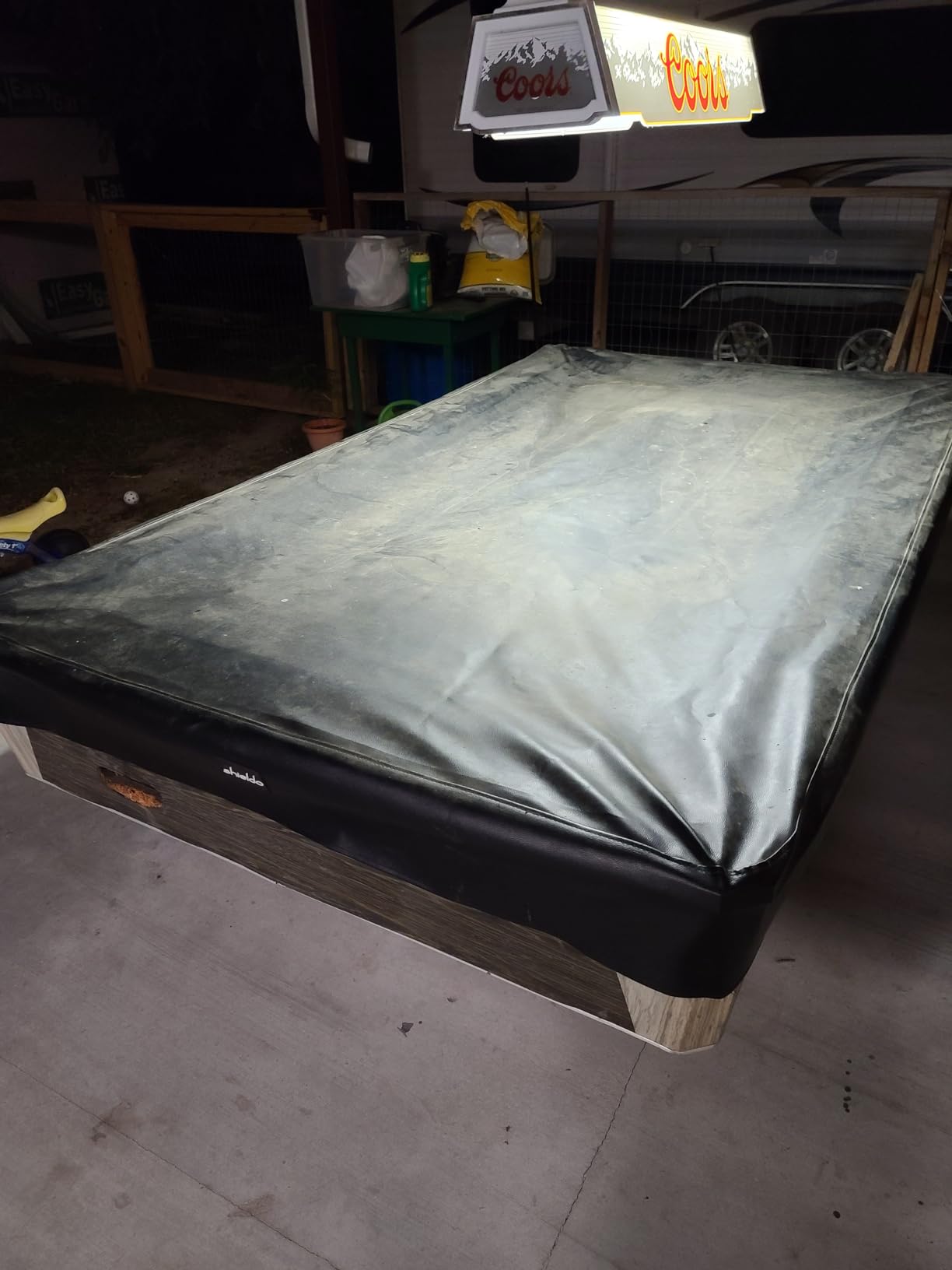 Pool Table Cover, Heavy Duty Leatherette Billiard Pool Table Covers Hard Top, Waterproof & Tearproof Cover for Pool Table 7/8/9 Feet Fitted (Brown/Matte, 8FT-100