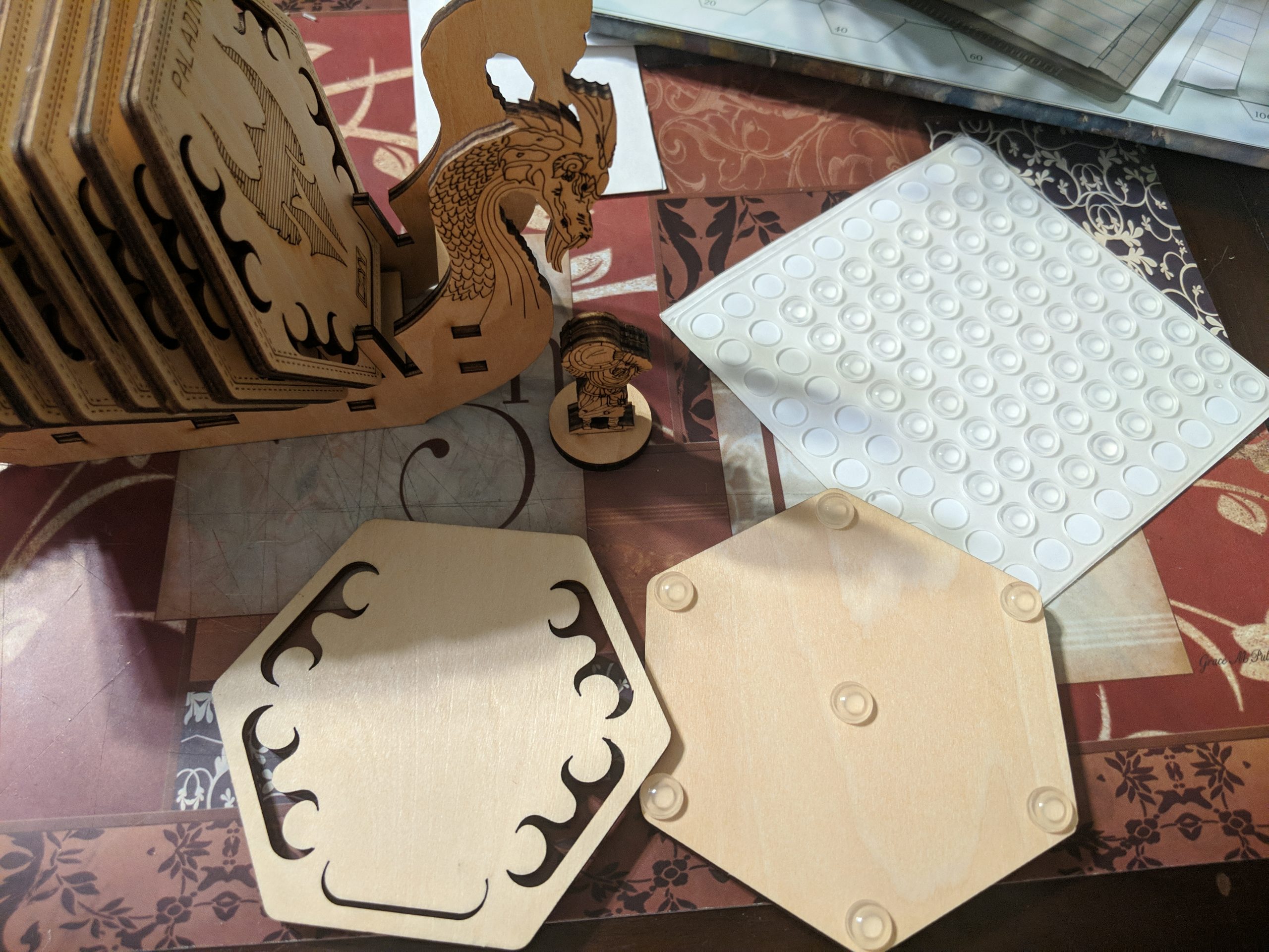 D&D Class Coasters Set of 14 with Holder Hexagon Gaming Mug Mats Wooden Laser Engraved DND Classes Icons Gift for Dungeons and Dragons Fans, Game Master customer photo 1