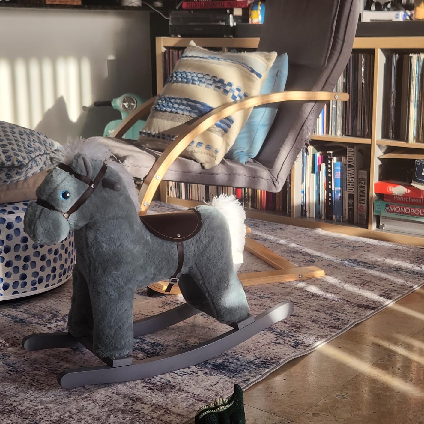 Qaba Kids Rocking Horse with Bear Toy, Plush Animal Rocker with Fun Realistic Sounds for Toddler 18-36 Months, Brown customer photo 1