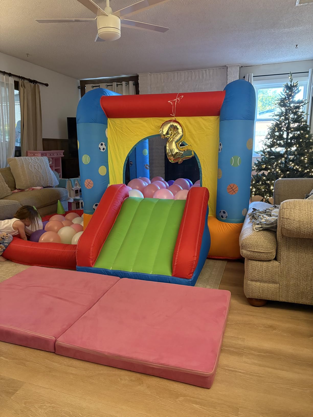 Step4Fun Inflatable Bounce House, Kids Castle Slide Bouncer for Children Jumping Outdoor and Indoor Party, Baby Backyard Water Jumper Toy with Blower, Ball Pit Pool, Ideal Gifts customer photo 1