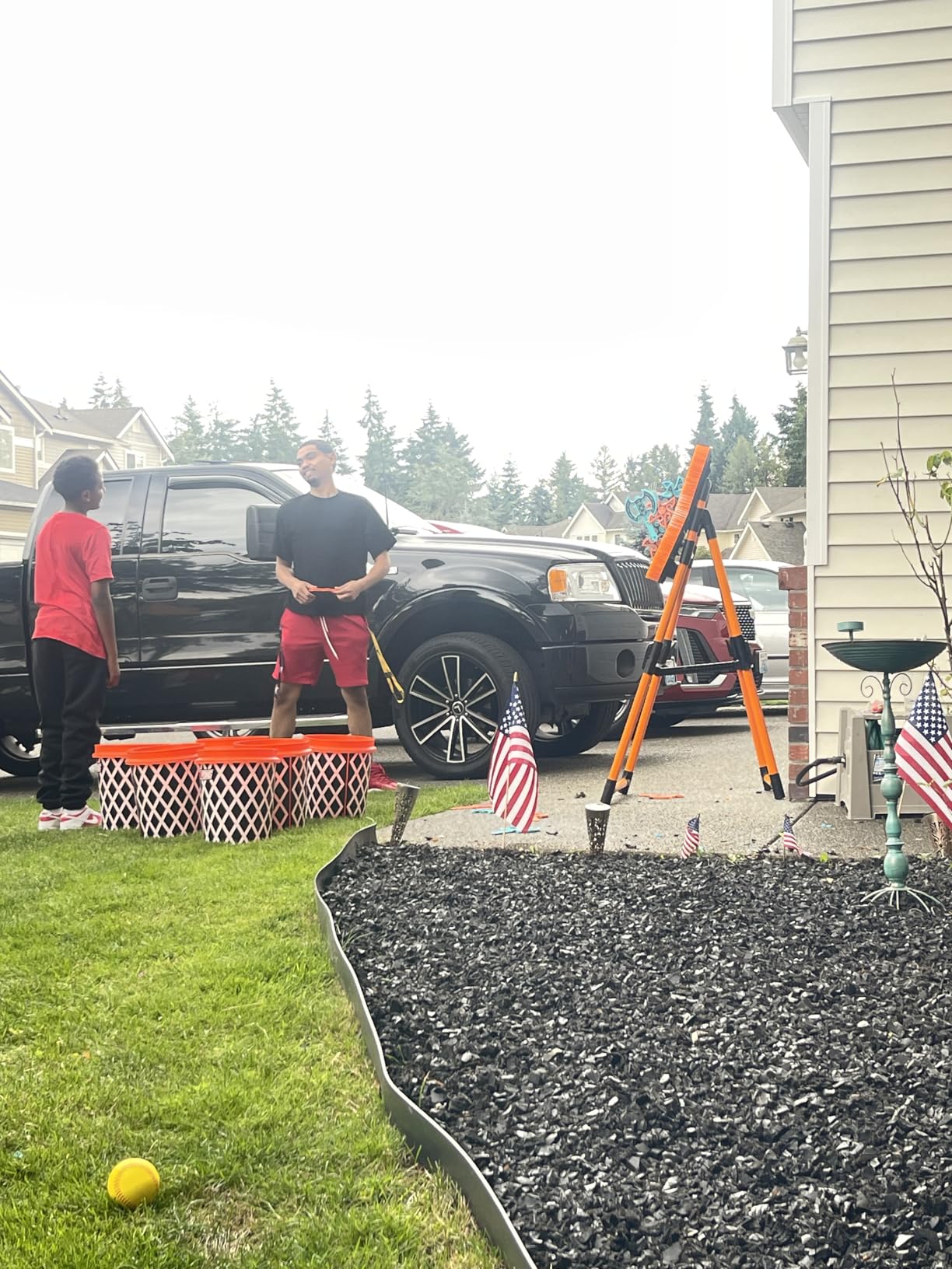 BasketPong Giant Yard Pong and Basketball Game with 12 Buckets, 2 Balls, Carrying Bag, and Air Pump - Outdoor Game for Lawn, Backyard, Beach, and Parties customer photo 1