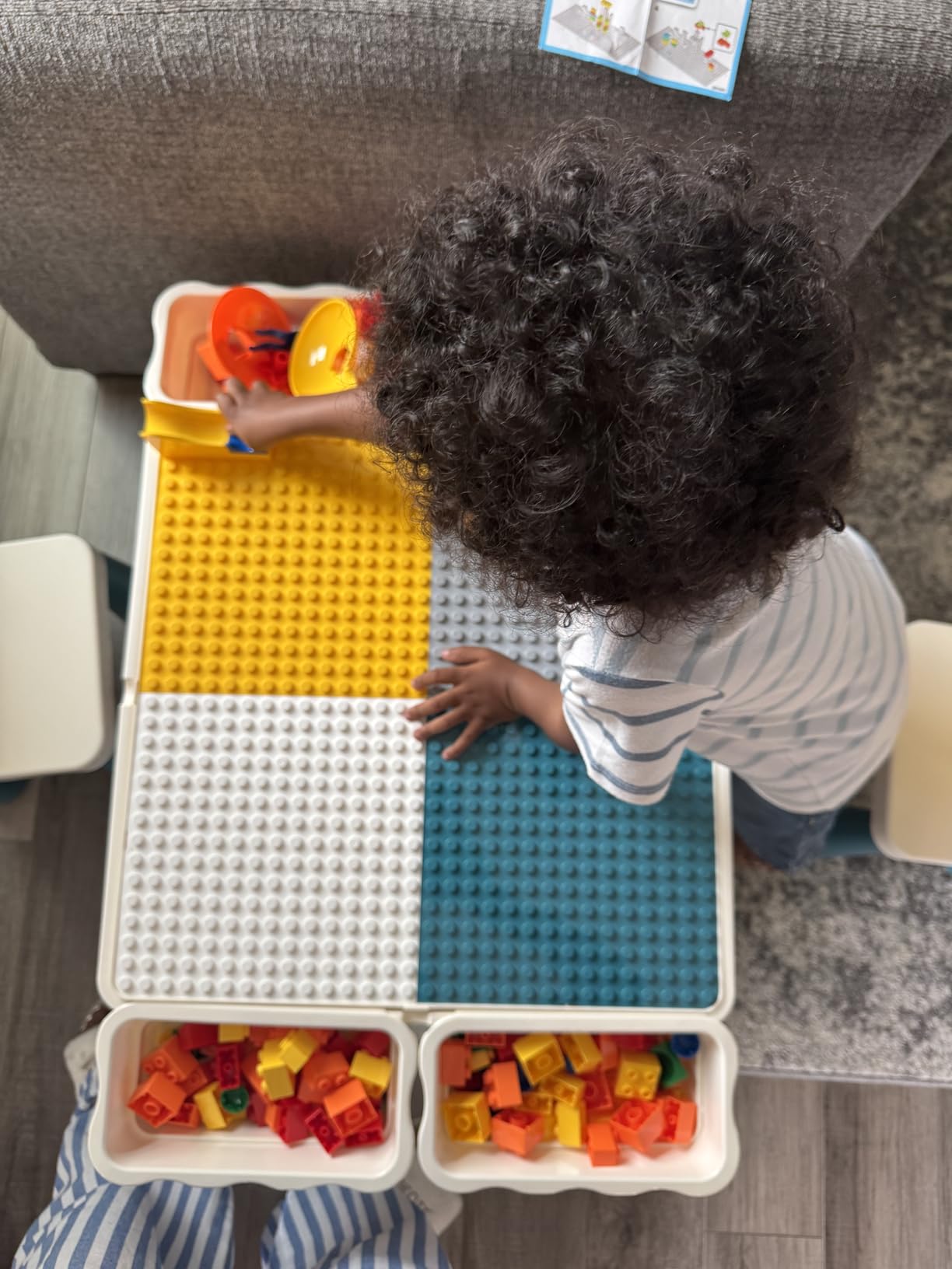 OCATO Kids Activity Table Toddlers Kids Table and Chair Set with 152Pcs Large Marble Run Building Blocks All in One Kid Play Water Tables Sand Tables, STEM Toys for Boys Girls 3 4 5 6 Year Old customer photo 2