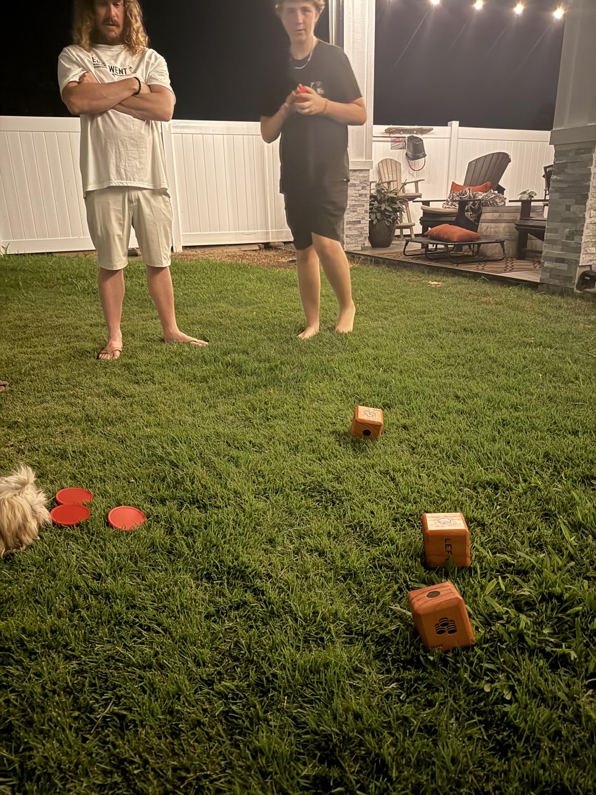 SWOOC Games - Giant Right Center Left Dice Game (All Weather) with 24 Large Chips & Carry Bag - Jumbo Wooden Lawn Game - Big Backyard Games for Family - Indoor/Outdoor - Left Right Center Dice Set customer photo 1