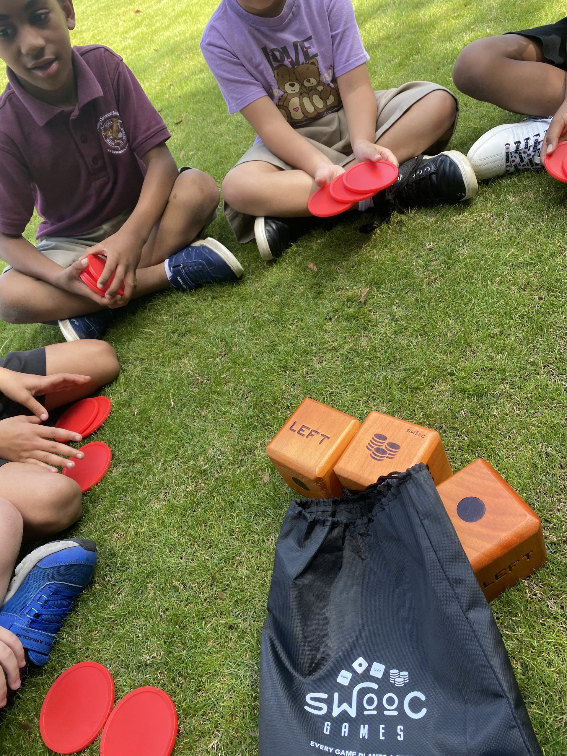 SWOOC Games - Giant Right Center Left Dice Game (All Weather) with 24 Large Chips & Carry Bag - Jumbo Wooden Lawn Game - Big Backyard Games for Family - Indoor/Outdoor - Left Right Center Dice Set customer photo 2
