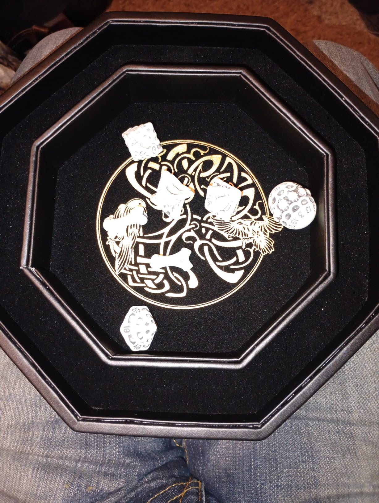 DND Dice Tray - Premium 9 Inch Tray Dungeons and Dragons - Exquisitely Detailed Green World Tree & Triquetra Design - Perfect Rolling & Box Storage to Protect Your Dice for D&D and RPG customer photo 1