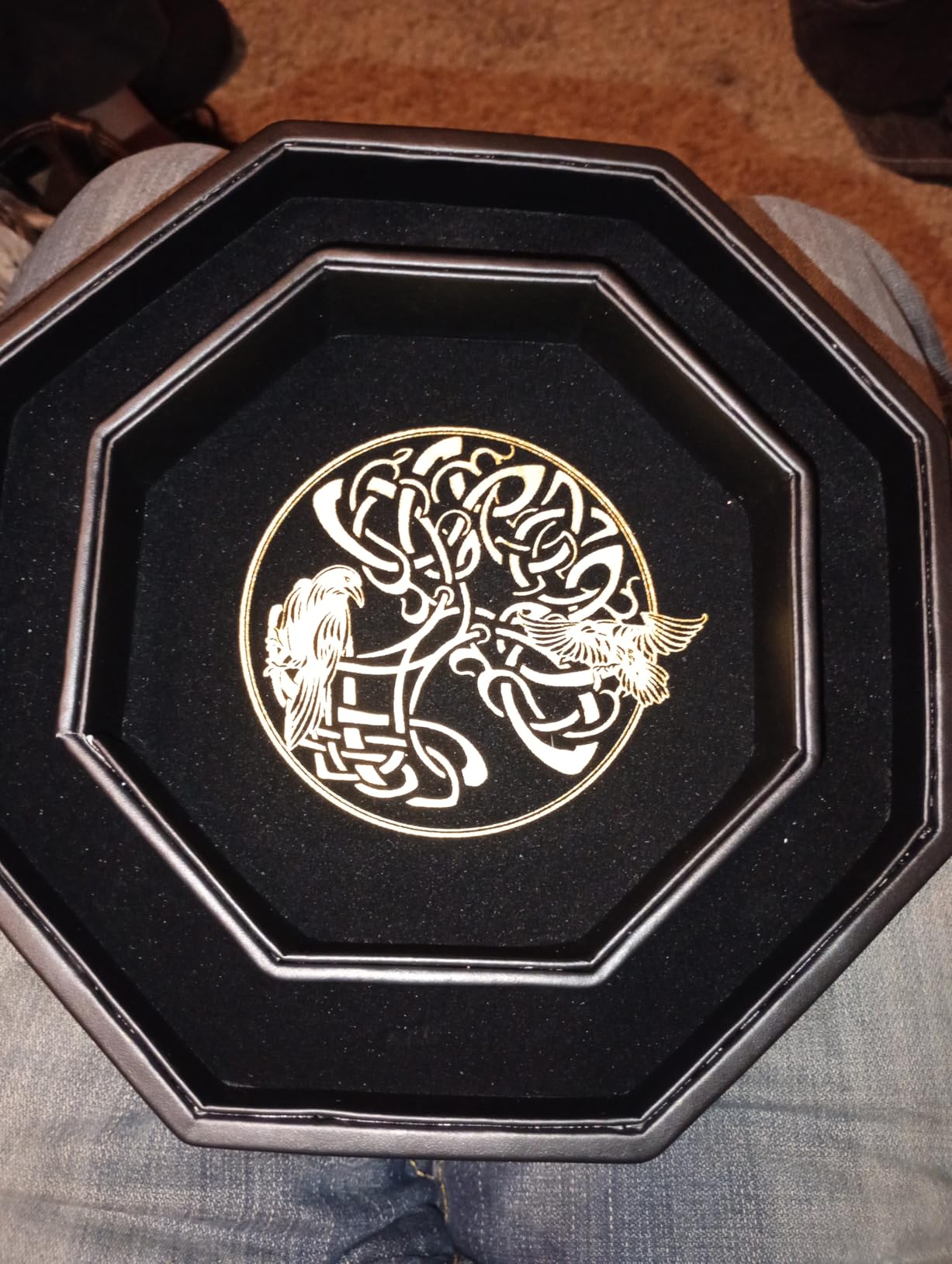 DND Dice Tray - Premium 9 Inch Tray Dungeons and Dragons - Exquisitely Detailed Green World Tree & Triquetra Design - Perfect Rolling & Box Storage to Protect Your Dice for D&D and RPG customer photo 2
