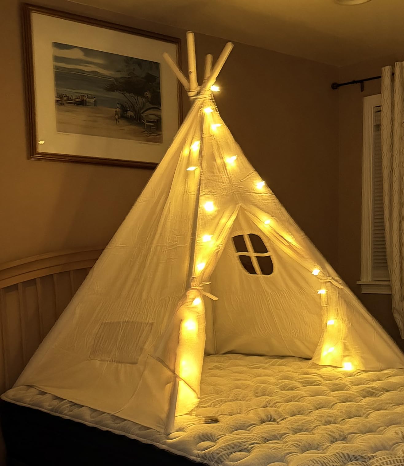 Tiny Land Teepee Tent for Kids with Star Lights, Foldable Play Tent for Girls & Boys, Washable Indoor Toddler Tent, Cozy Warm Reading Nook & Room Decor customer photo 1