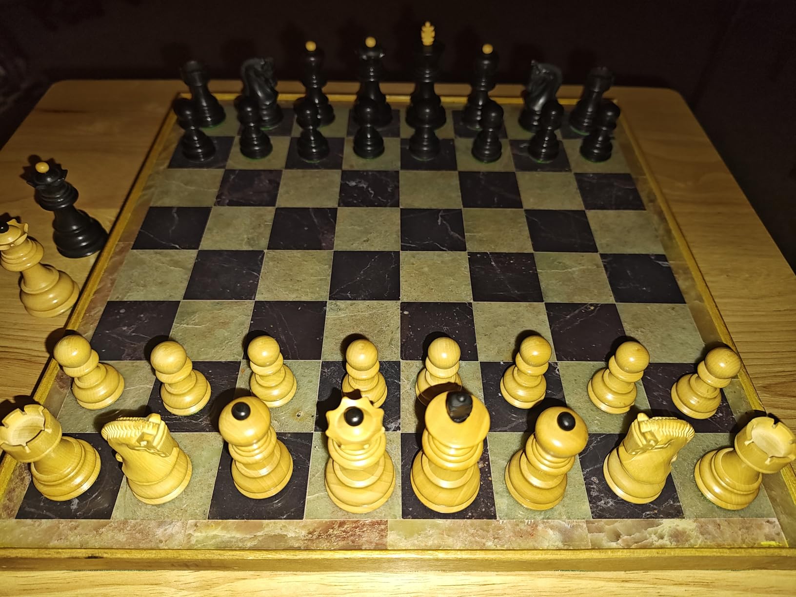 StonKraft Stone Chess Board with Wooden Base - 12