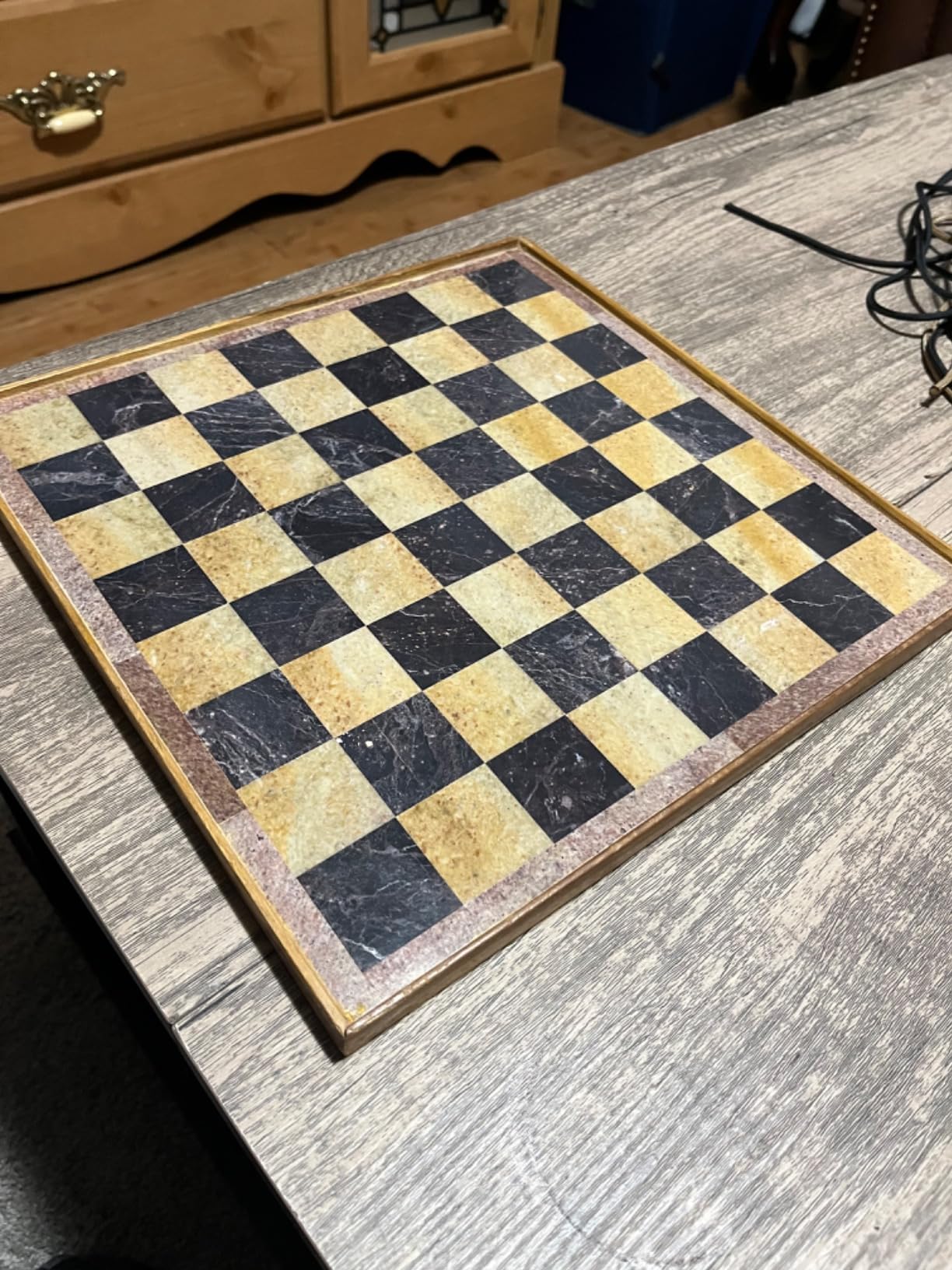 StonKraft Stone Chess Board with Wooden Base - 12