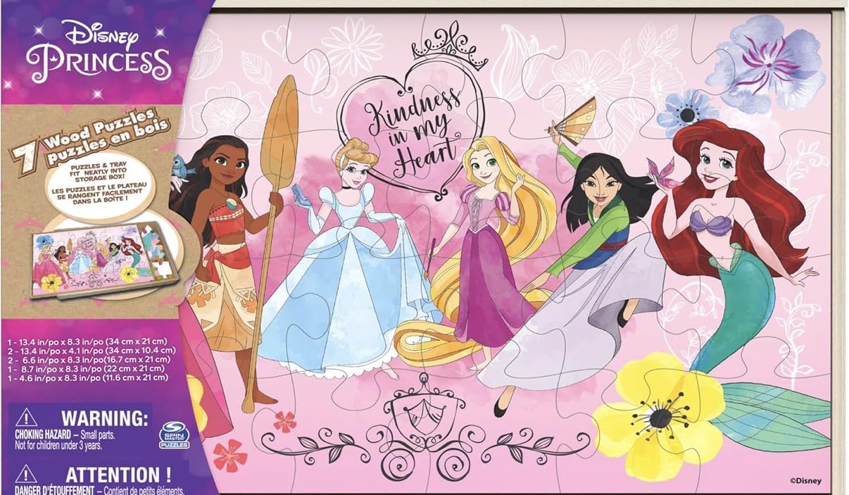 Spin Master Games, Disney Princess Puzzles, 7-Pack, Jigsaw Kids Puzzles, 12, 16, & 24 Pieces, Storage Tray, Ages 4 & Up customer photo 1