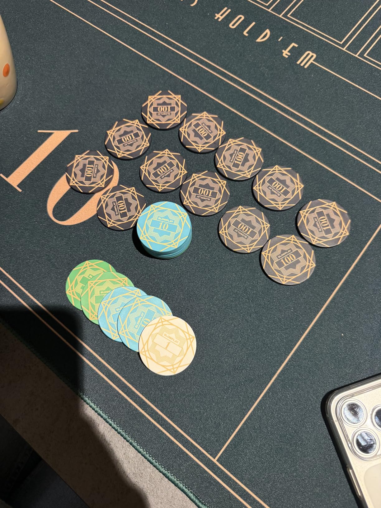SLOWPLAY Nash 94 x 47 Inch Texas Hold'em Poker Mat | Portable Poker Table Top with Art Deco Layout Print, Hemmed Edges, Smooth Surface, and Premium Carrying Bag for Games Everywhere customer photo 2