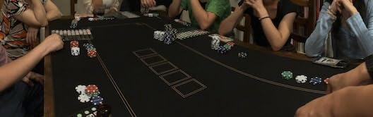 SLOWPLAY Godel Texas Hold'em Poker Mat 47 x 27 Inch | Poker Table Top with Hemmed Edges, Extra Water Repellent, Noise Reduction | Super Portable for Games Everywhere (Black and Champagne Gold) customer photo 1