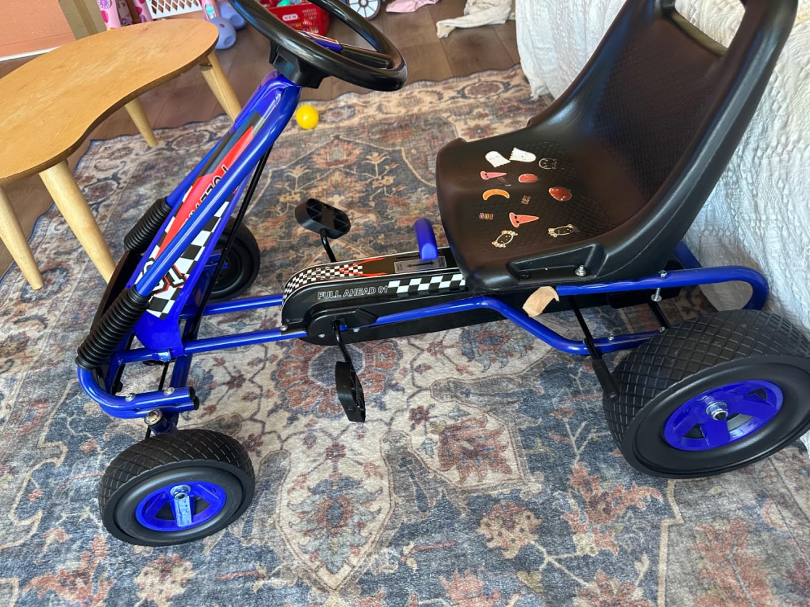 Costzon Go Kart for Kids, 4 Wheel Off-Road Pedal Go Cart w/Adjustable Seat, 2 Safety Brakes, EVA Rubber Tires, Ride-On Toys for Boys Girls, Outdoor Racer Pedal Car customer photo 2