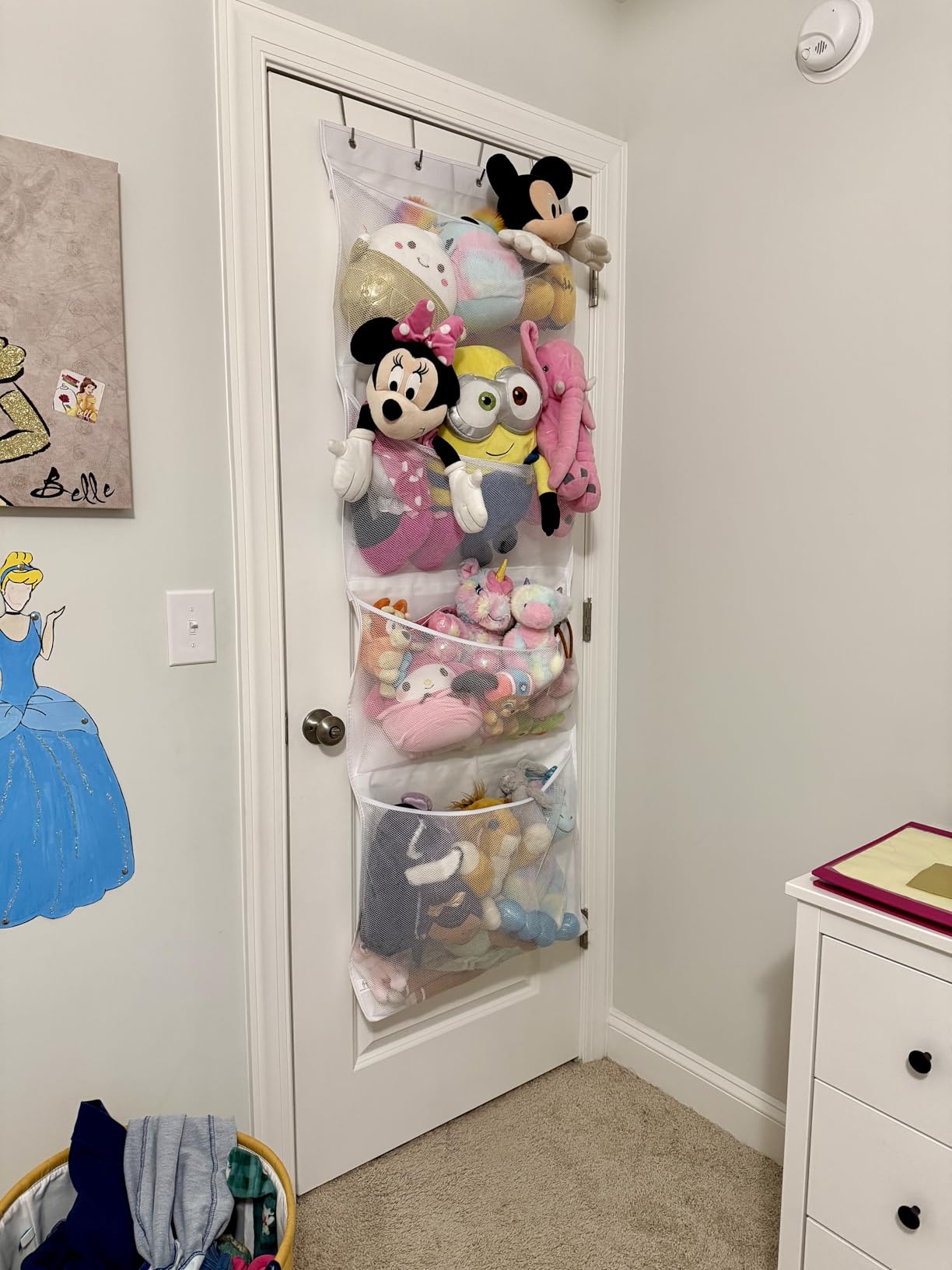 Honeyera The Original Stuffed Animal Storage (Patented) - Over Door Organizer for Stuffies, Baby Ideas Holder, Toy Plush Hammock Hanging Net Big Girls Toddler Large Bag Animals Stuffy Behind customer photo 1