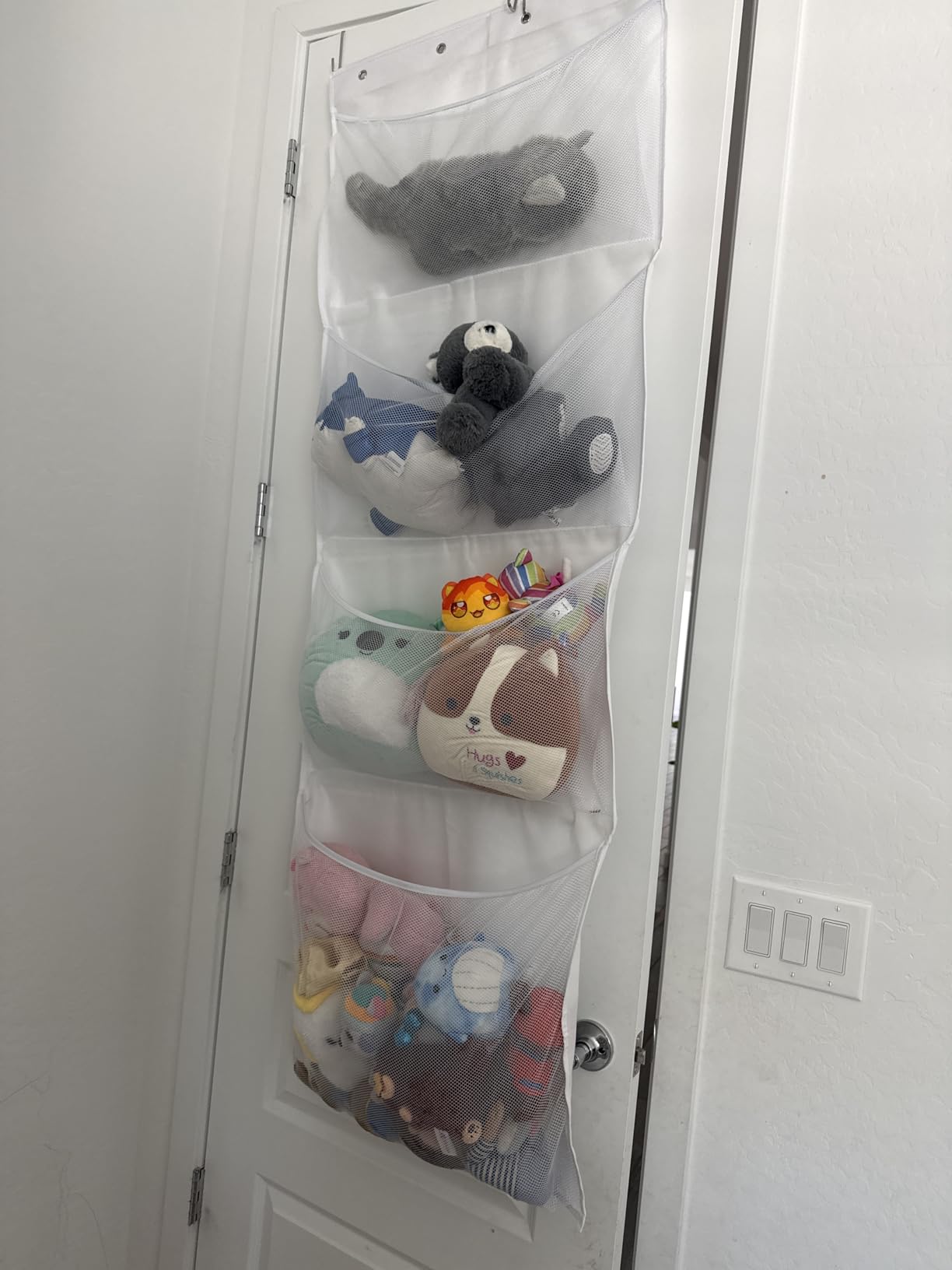 Honeyera The Original Stuffed Animal Storage (Patented) - Over Door Organizer for Stuffies, Baby Ideas Holder, Toy Plush Hammock Hanging Net Big Girls Toddler Large Bag Animals Stuffy Behind customer photo 2