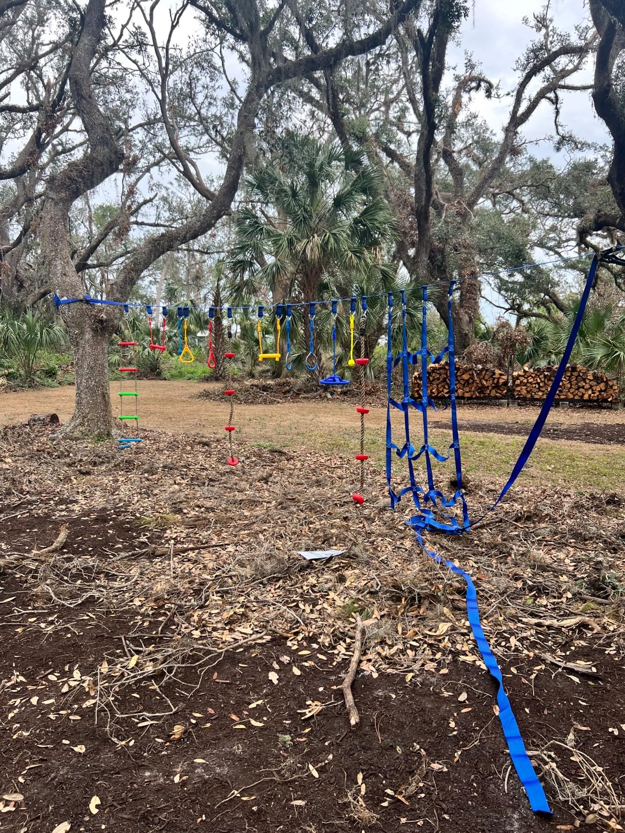 SereneLife Ninja Warrior Slack Line Obstacle Course 50ft Slackline with 18 Jungle Gym Tree Climbing Attachments Backyard Outdoor Play Equipment Set for Kids Outside with Rope Ladder and Accessories customer photo 1