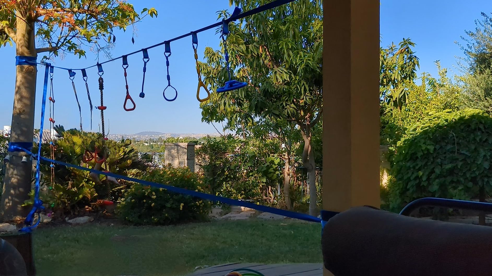SereneLife Ninja Warrior Slack Line Obstacle Course 50ft Slackline with 18 Jungle Gym Tree Climbing Attachments Backyard Outdoor Play Equipment Set for Kids Outside with Rope Ladder and Accessories customer photo 2